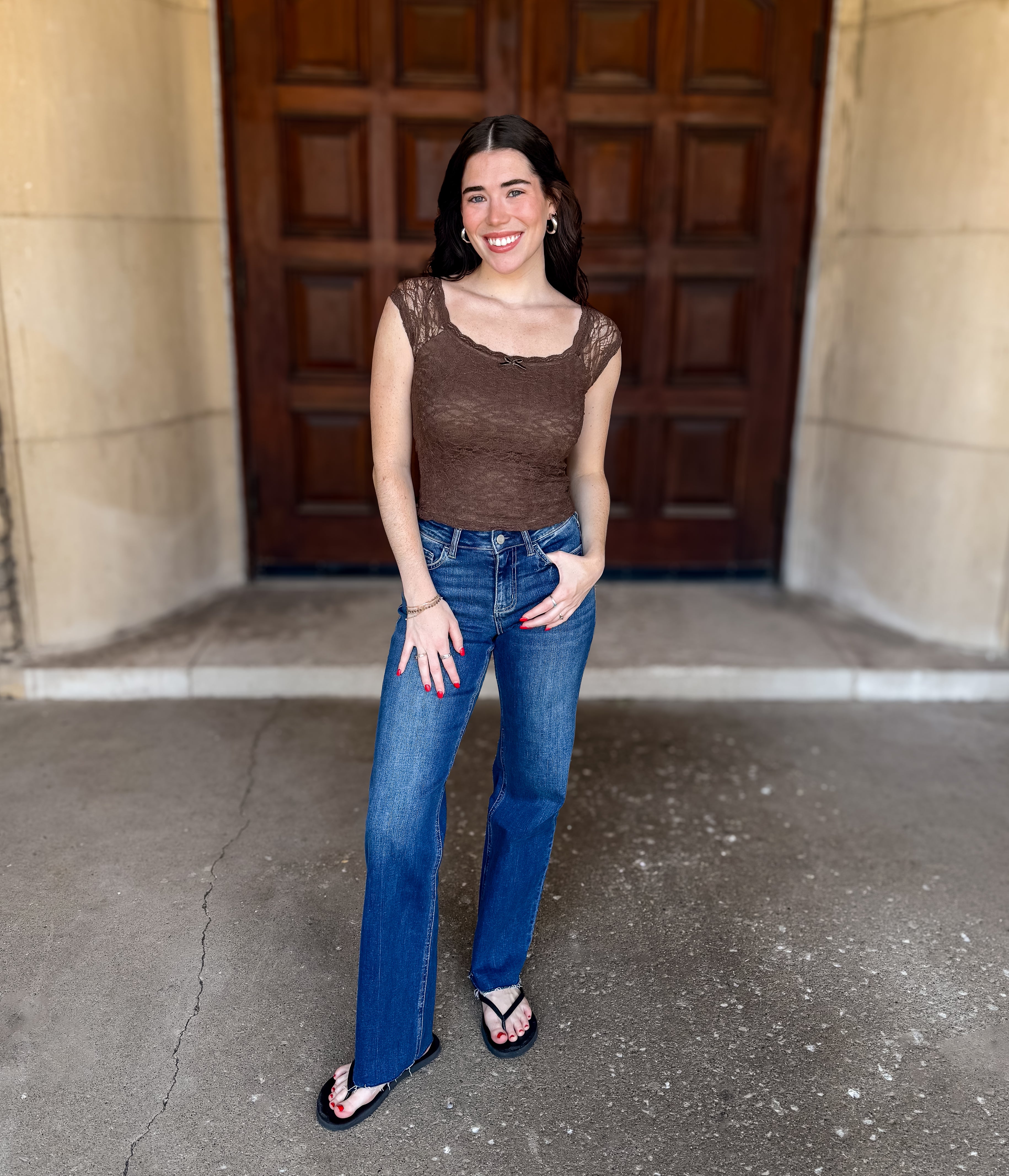 Debbie Lace Scoop Top