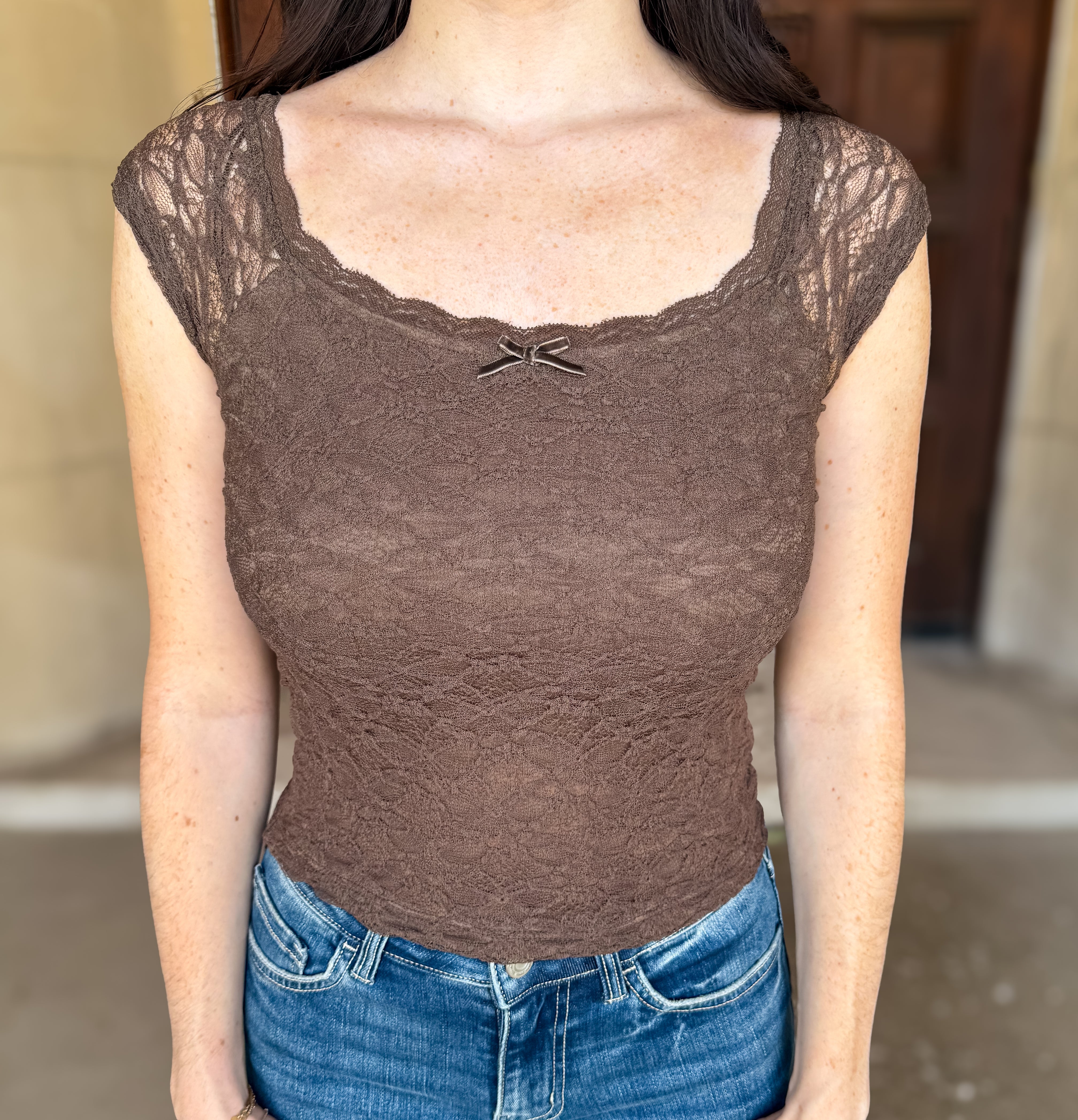 Debbie Lace Scoop Top