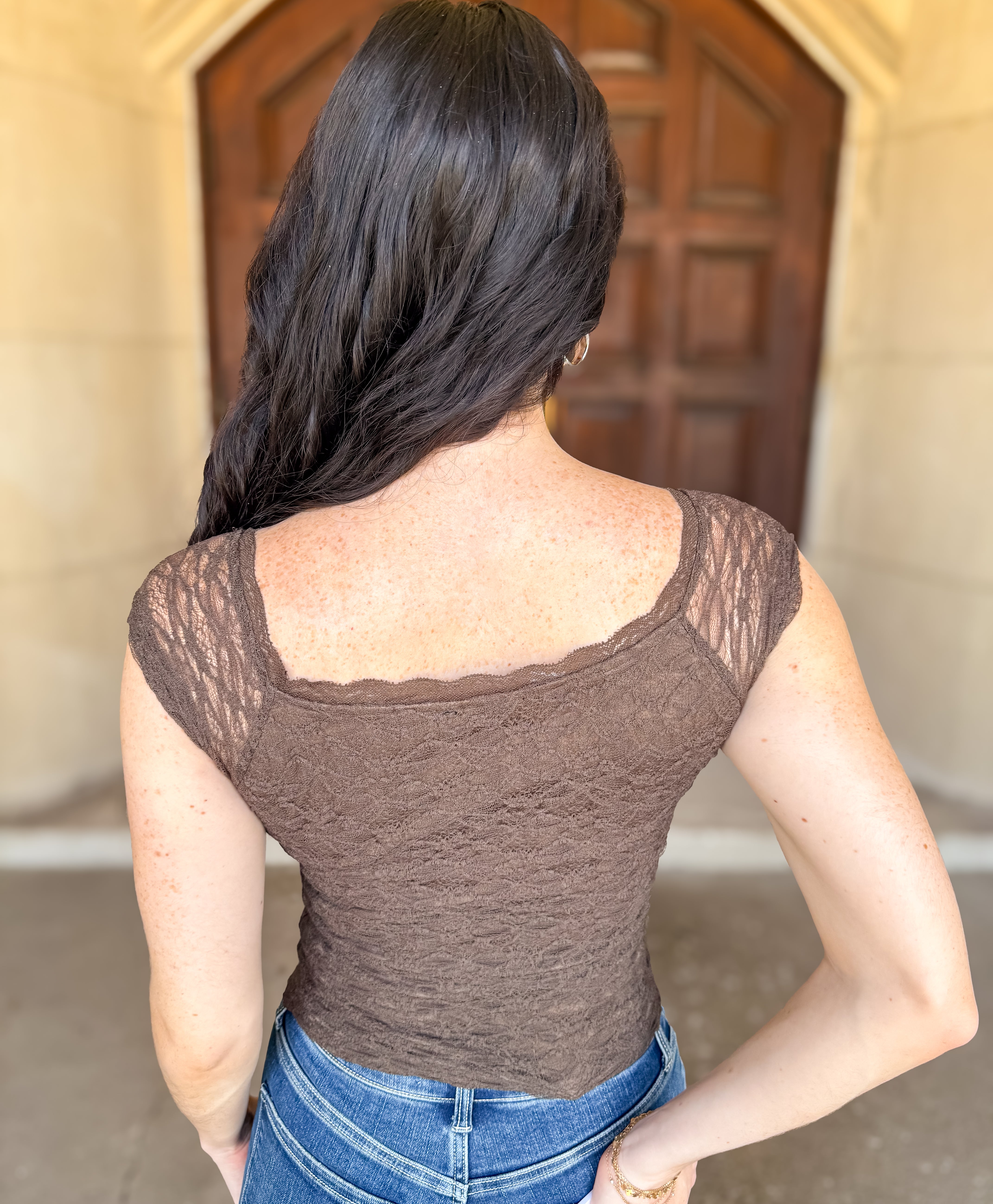 Debbie Lace Scoop Top