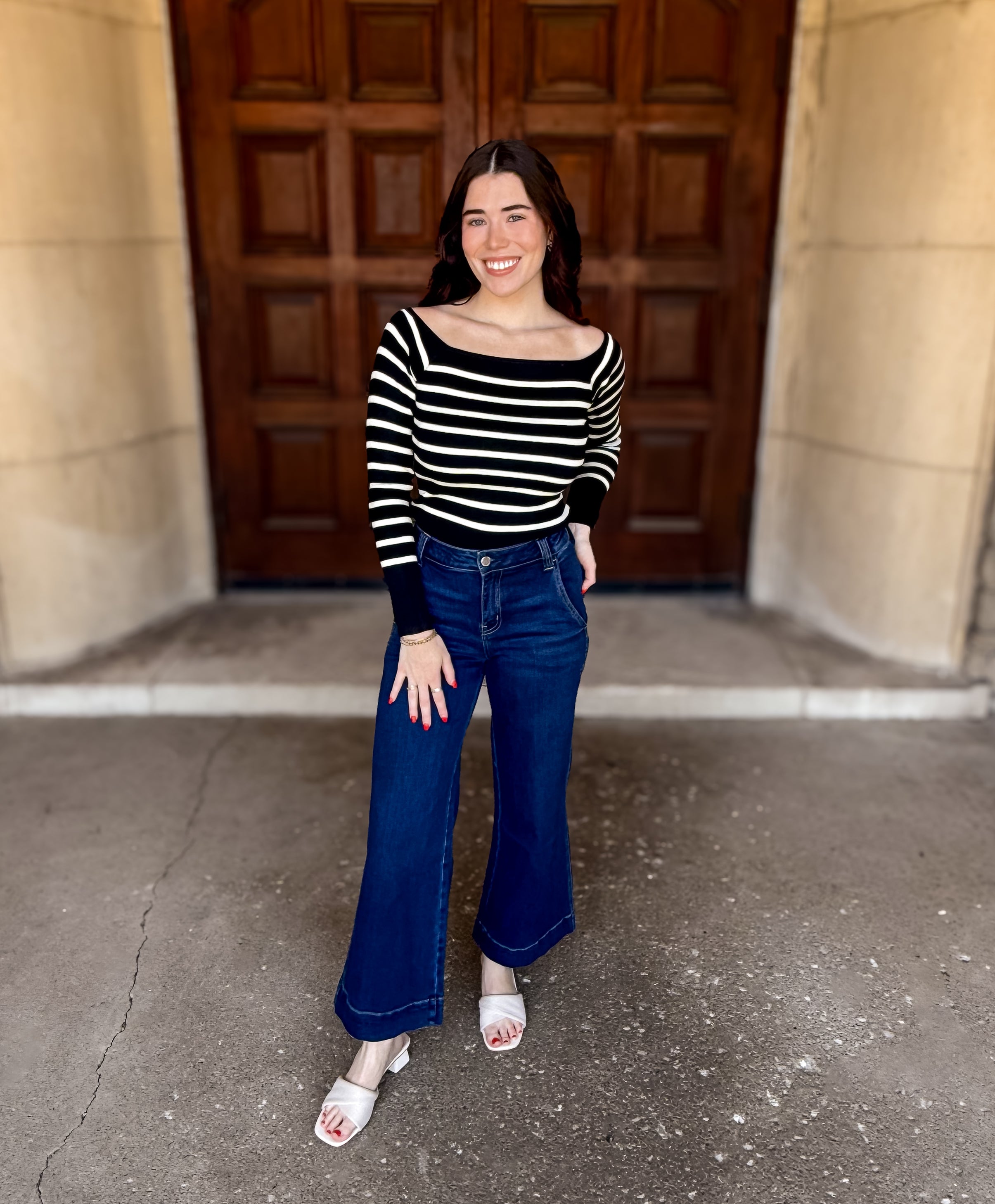 Amber Wide Neck Striped Sweater FINAL SALE