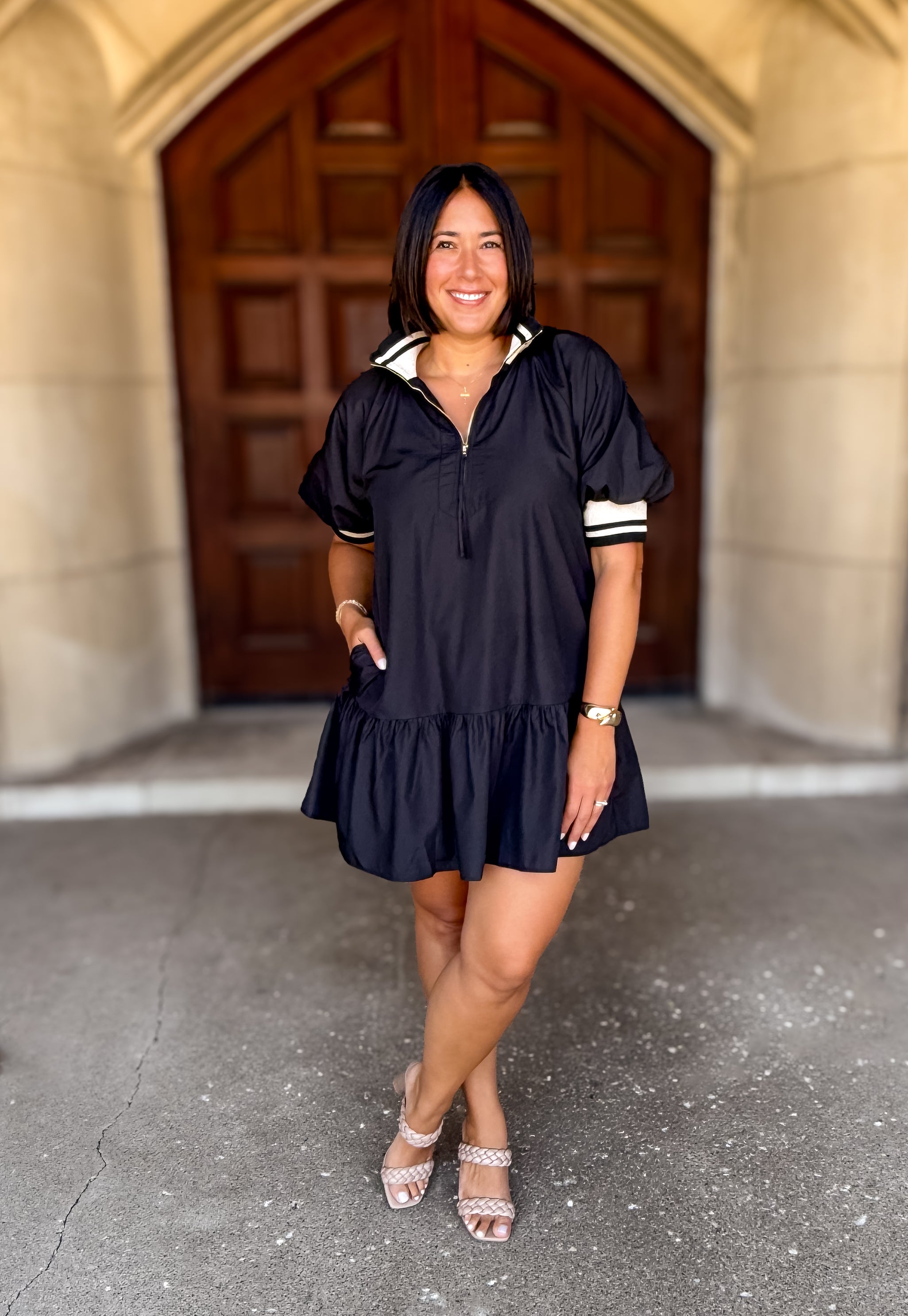 Meredith Zipper Contrast Trim Dress FINAL SALE