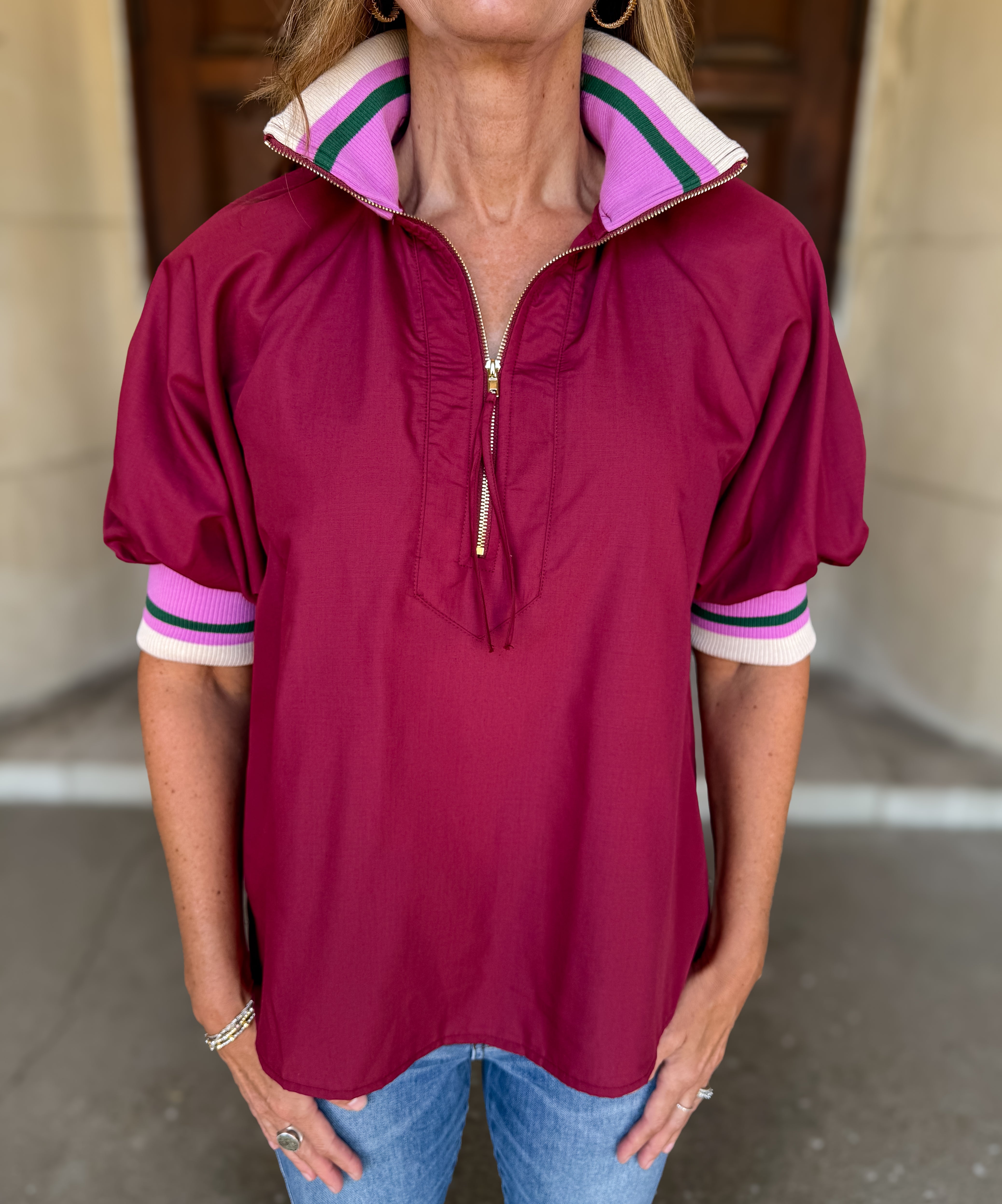 Kleine Zipper Contrast Trim Top FINAL SALE