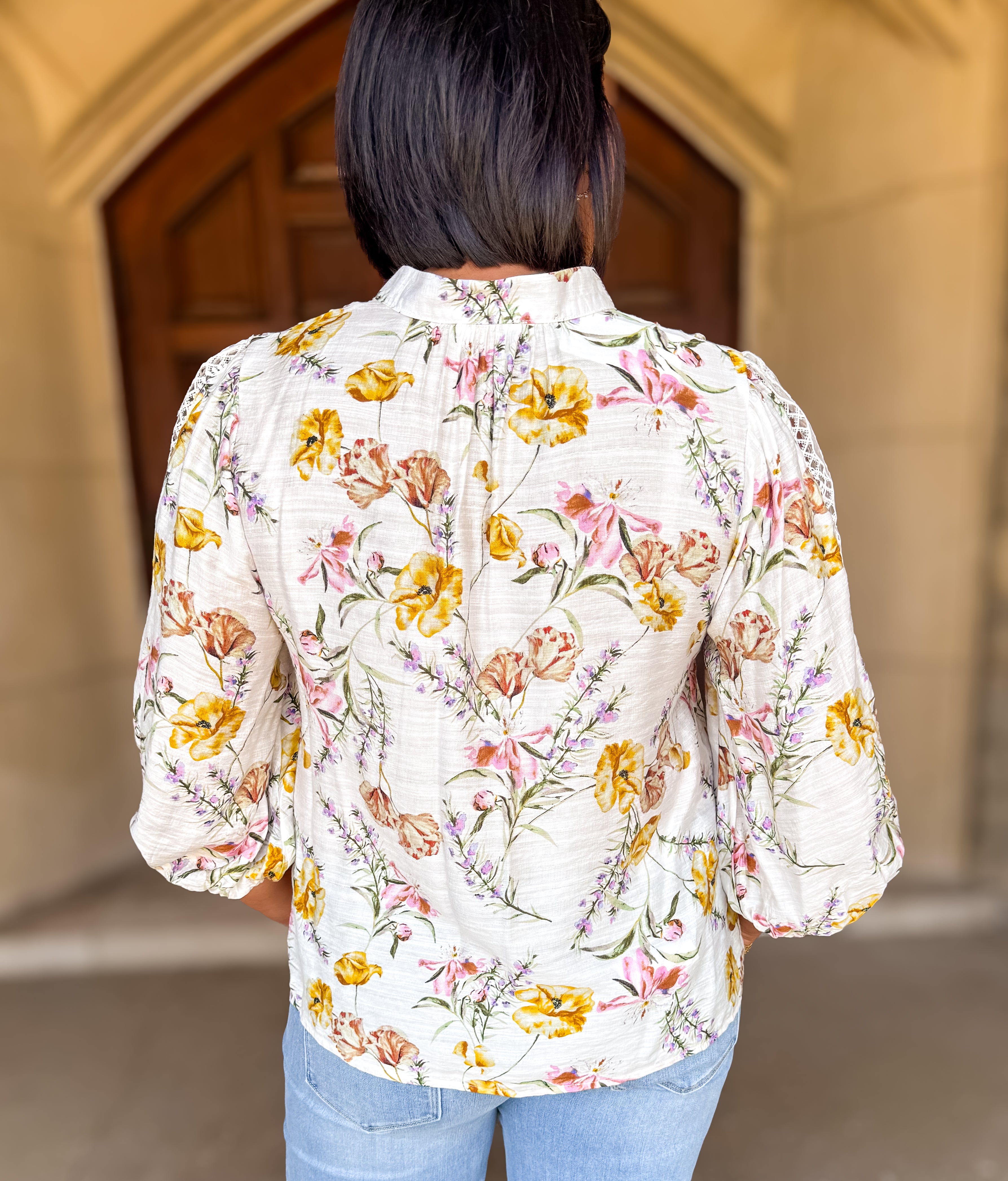 Eliana Floral Lace Sleeve Top FINAL SALE