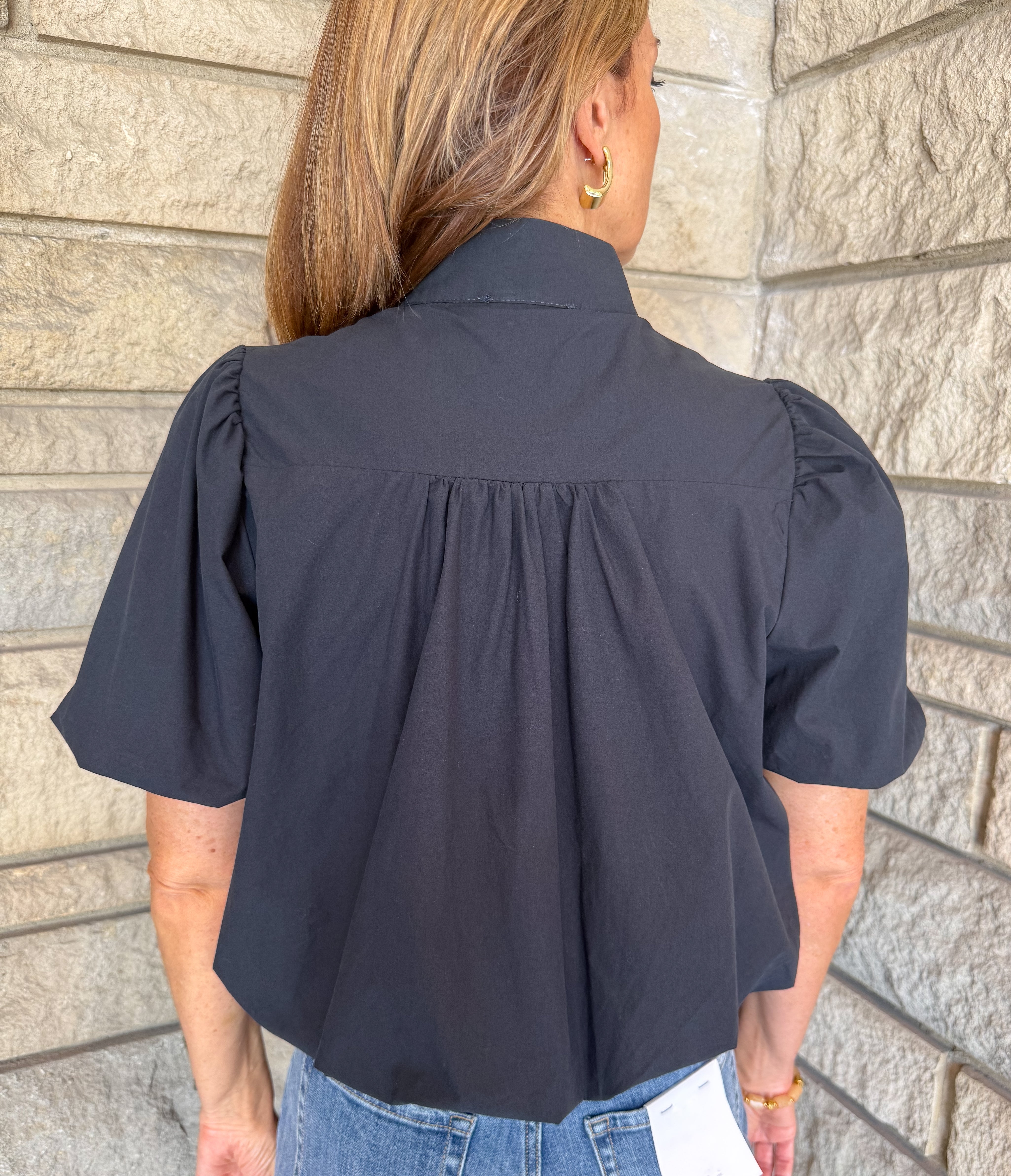 Mera Bubble Hem Button Top