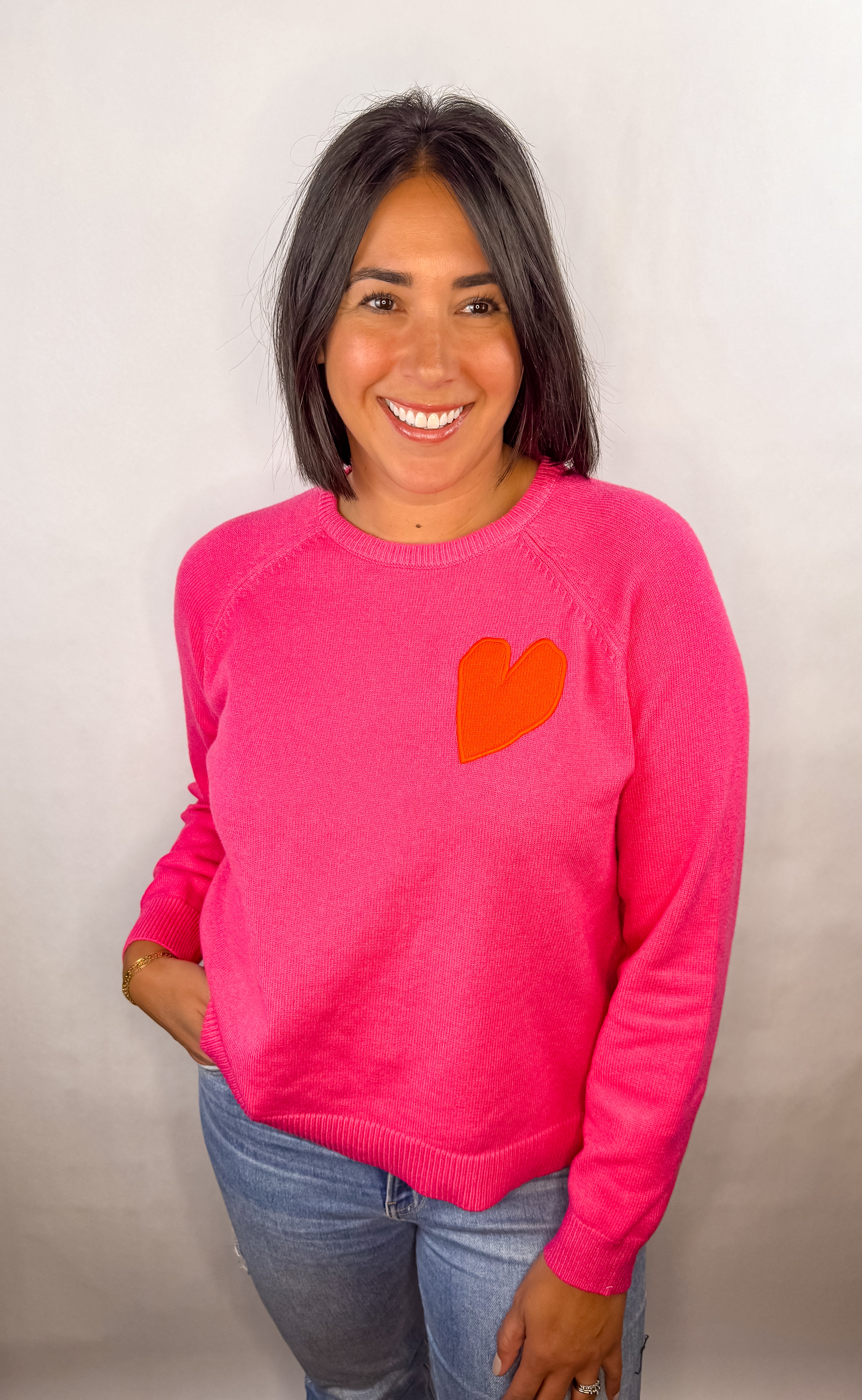 Tina Heart Button Sweater