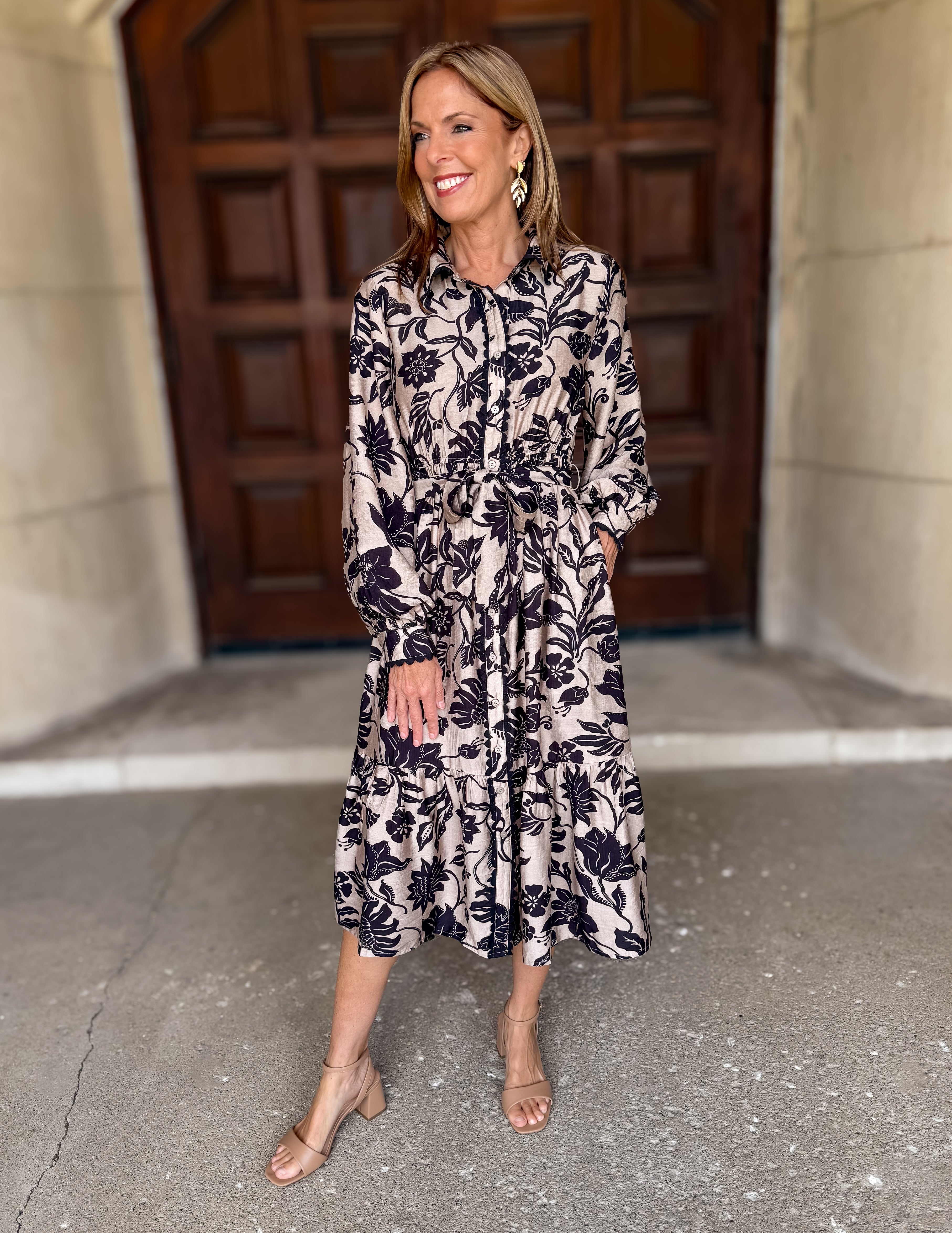 Akira Floral Belted Shirt Dress