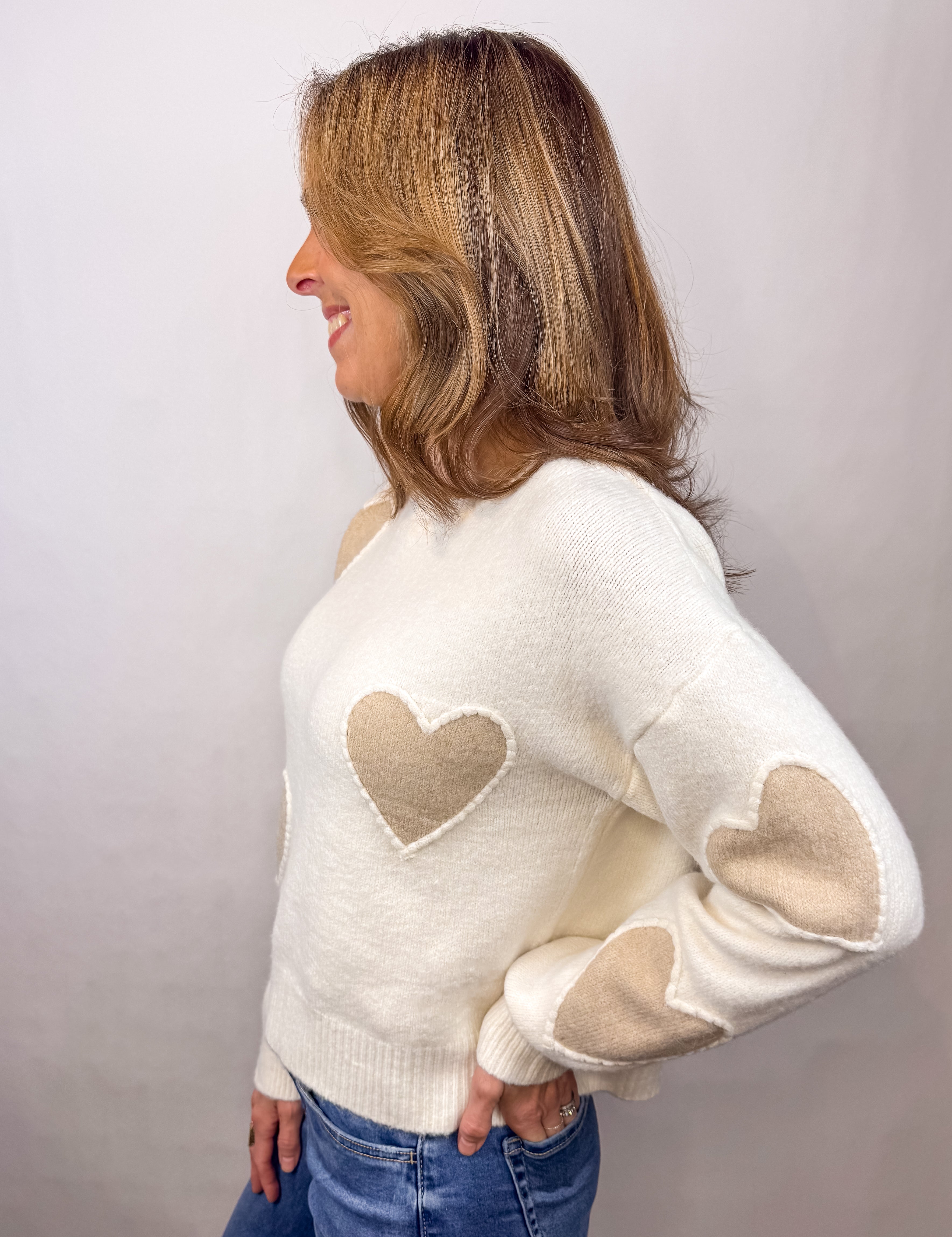 Neutral Hearts Sweater