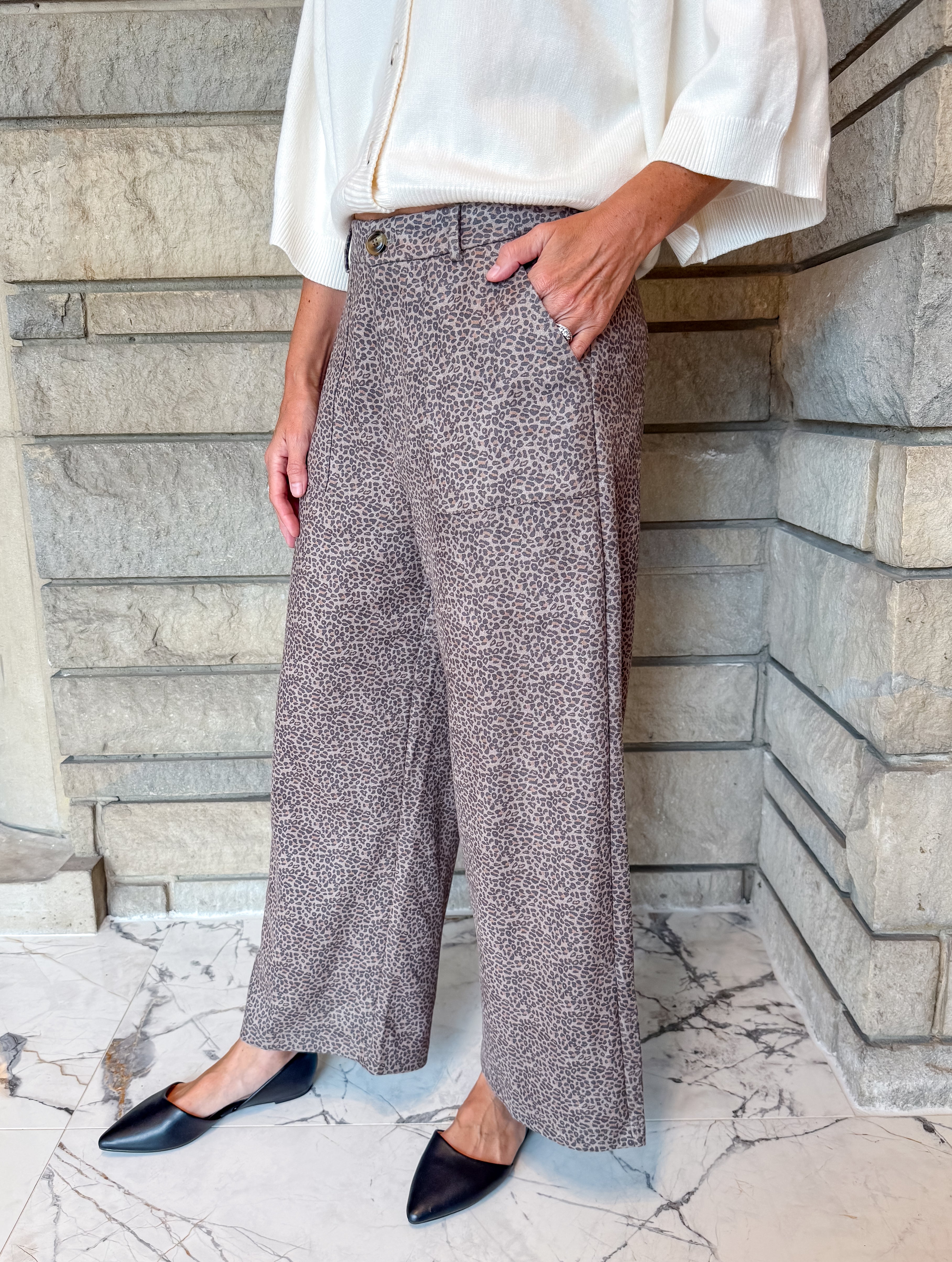 Halo Wide Leg Leopard Suede Pants