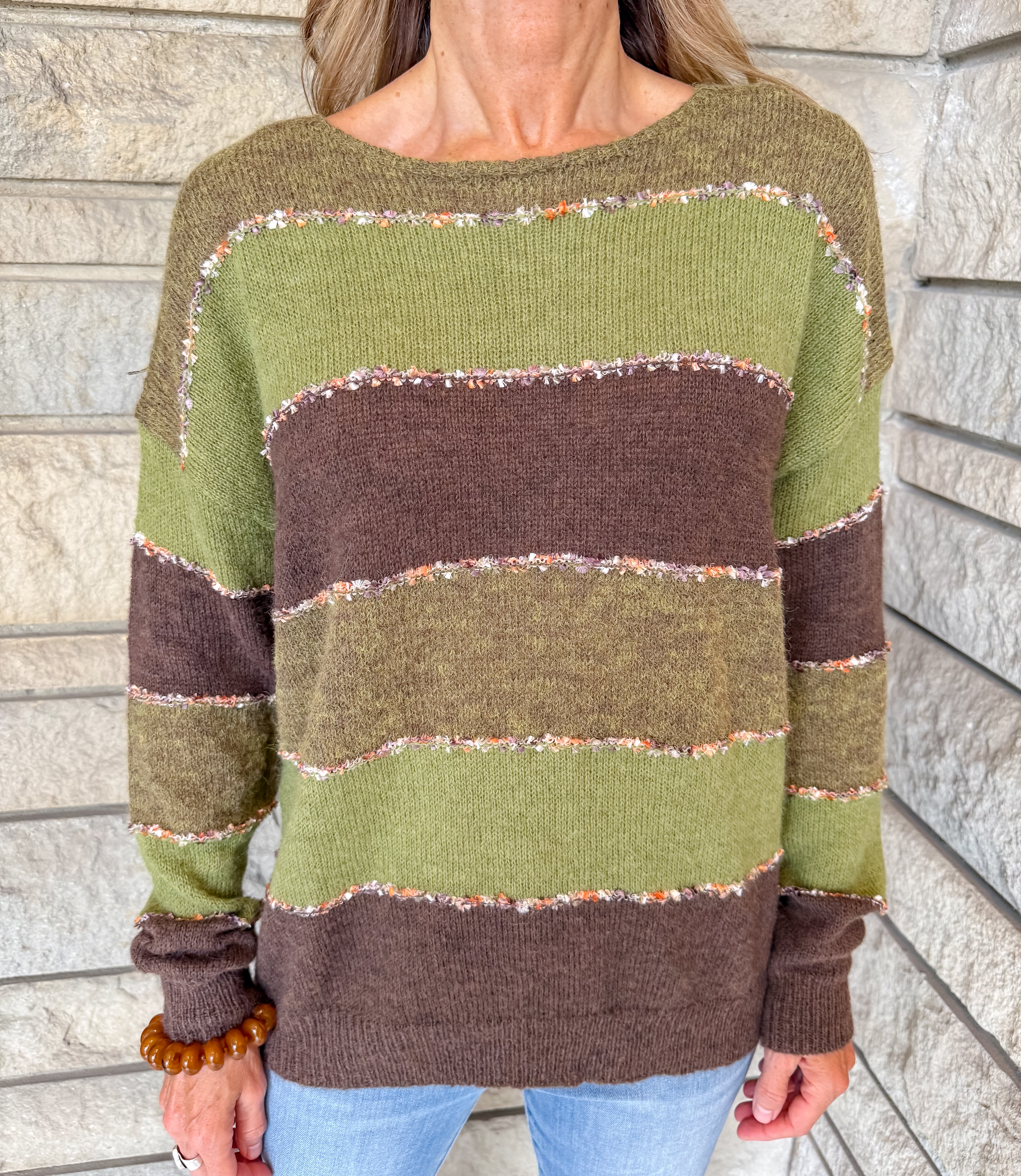 Marlowe Color Block Striped Sweater