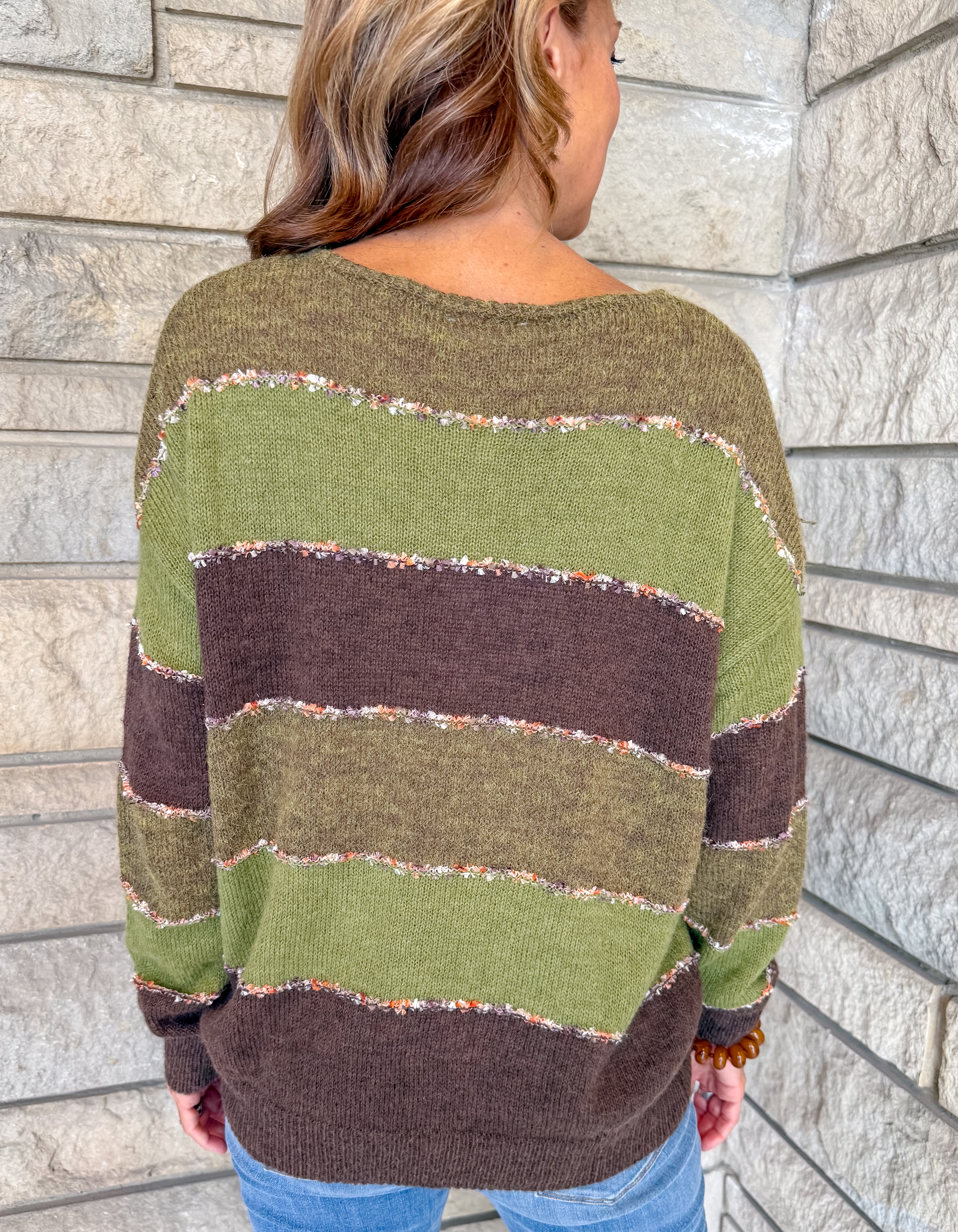 Marlowe Color Block Striped Sweater