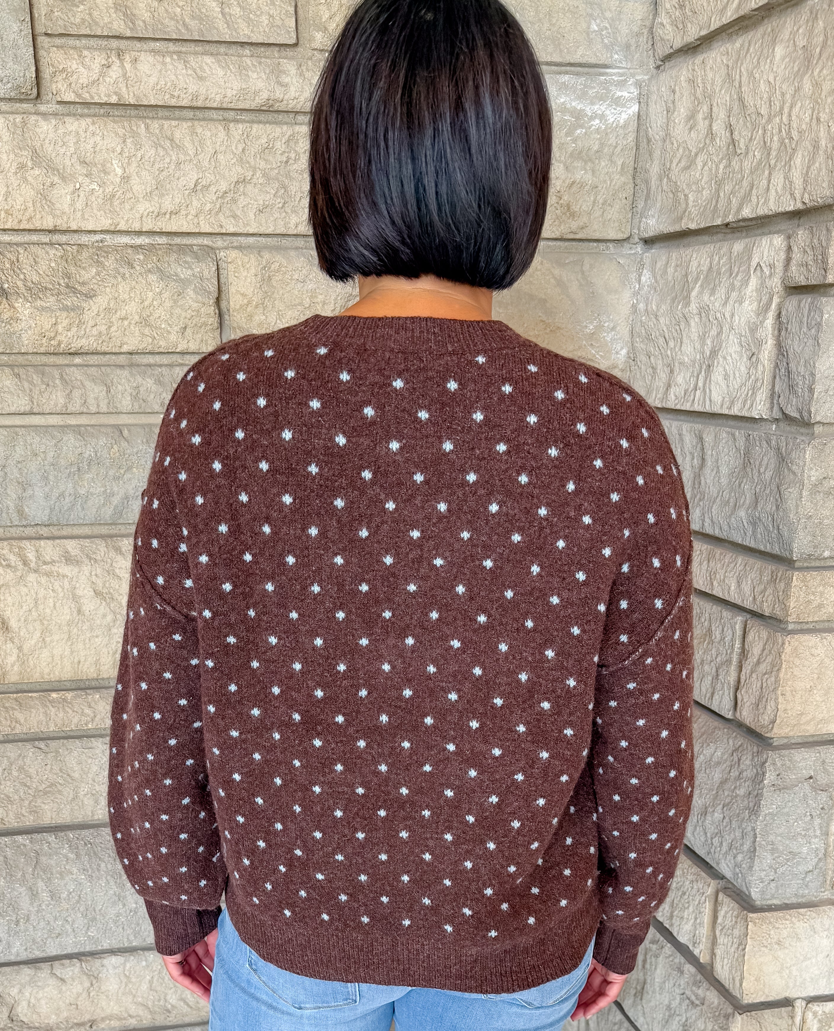 Maeve Dotted Balloon Sleeve Sweater