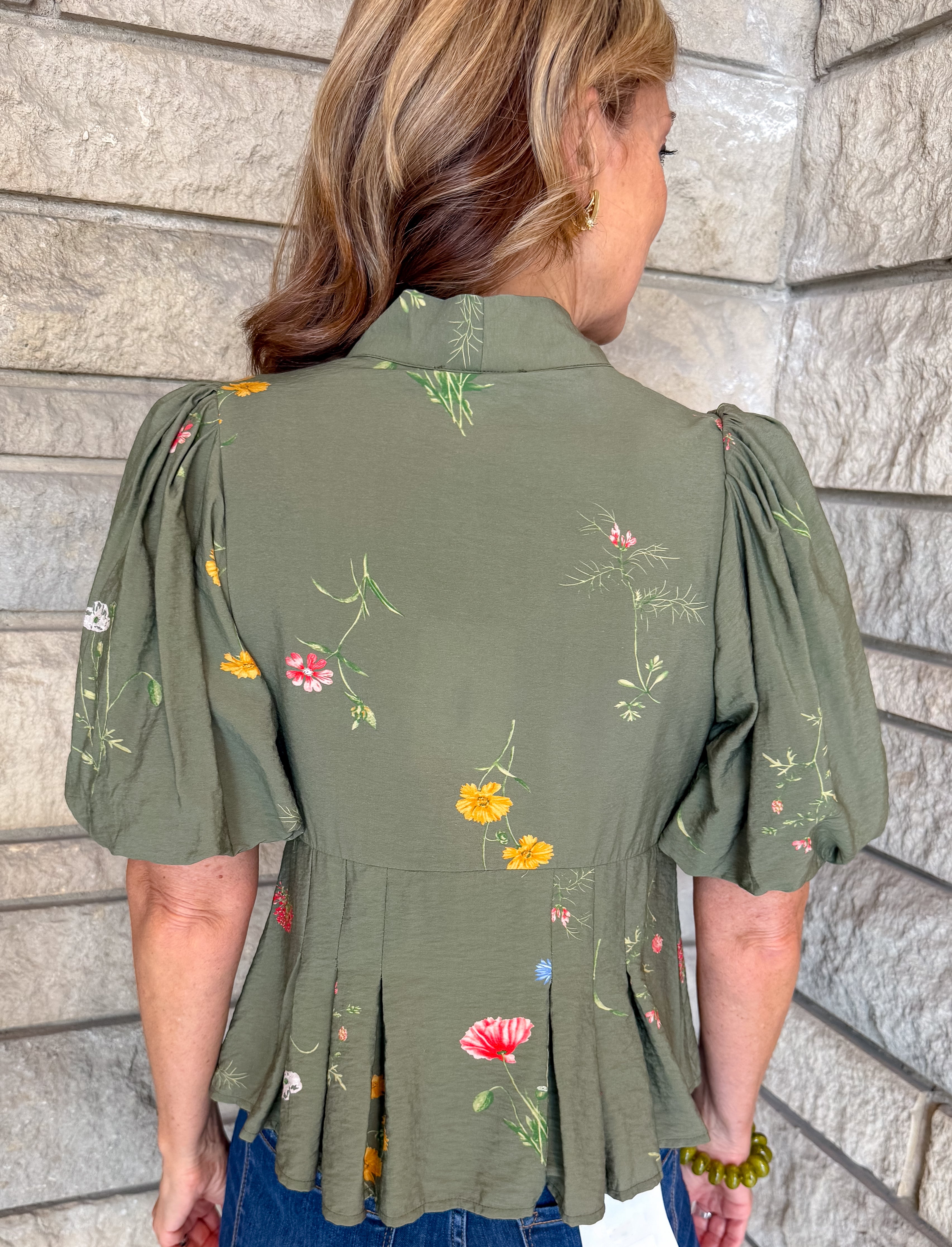 Fallon Floral Tie Neck Peplum Top