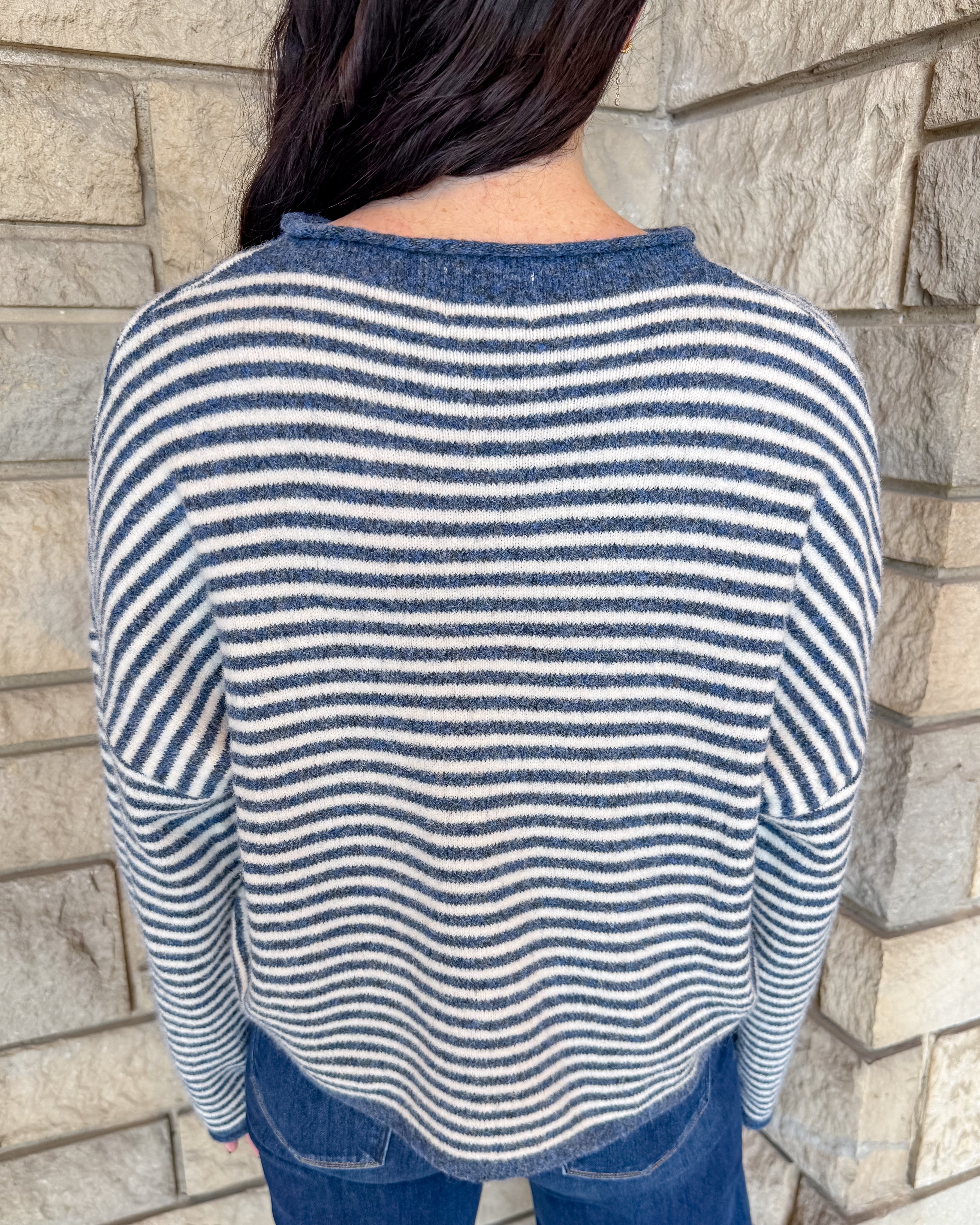 Elara Striped Rolled Edge Cardigan