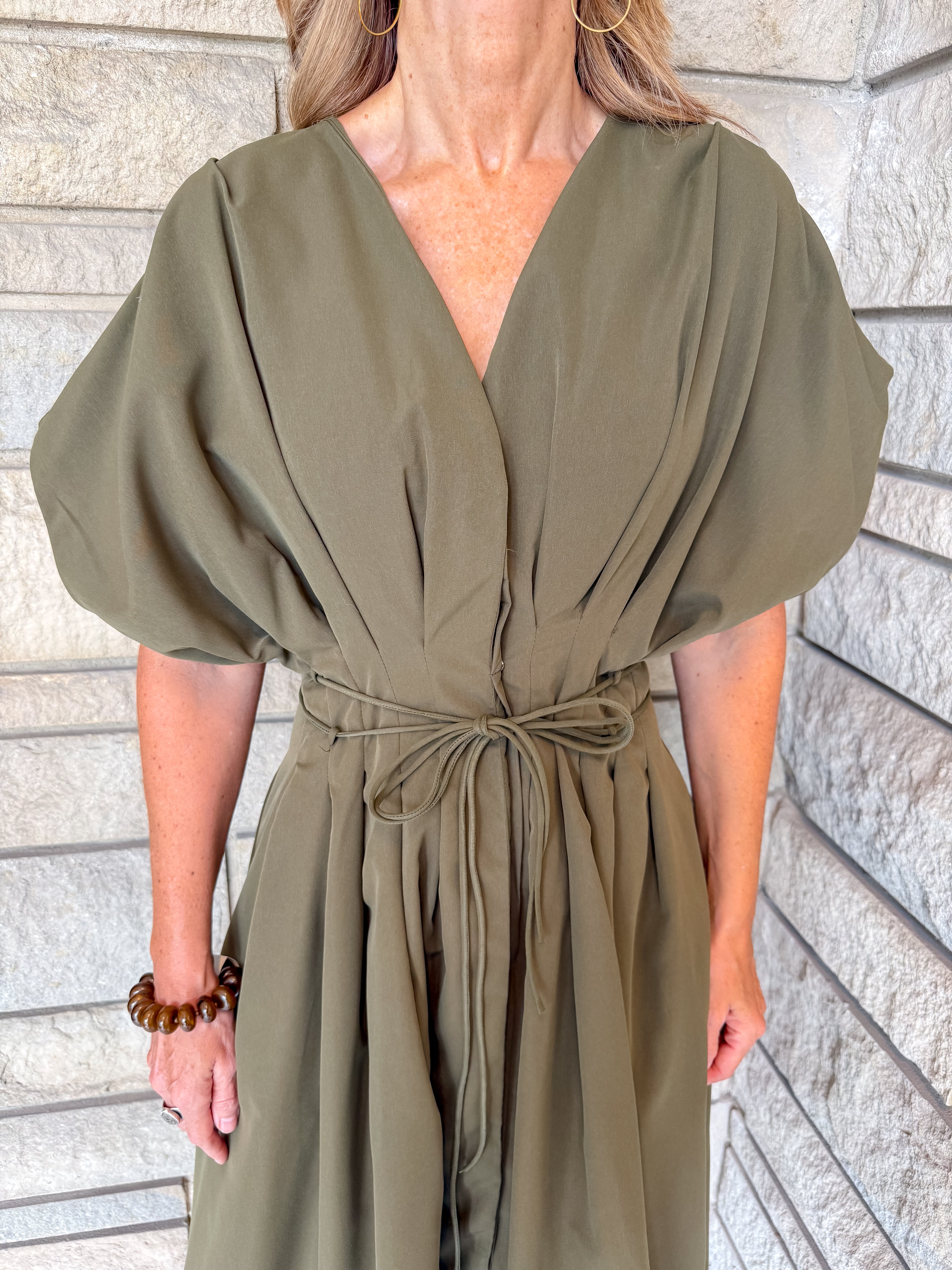 Eve Pleated Waist Tie Dress