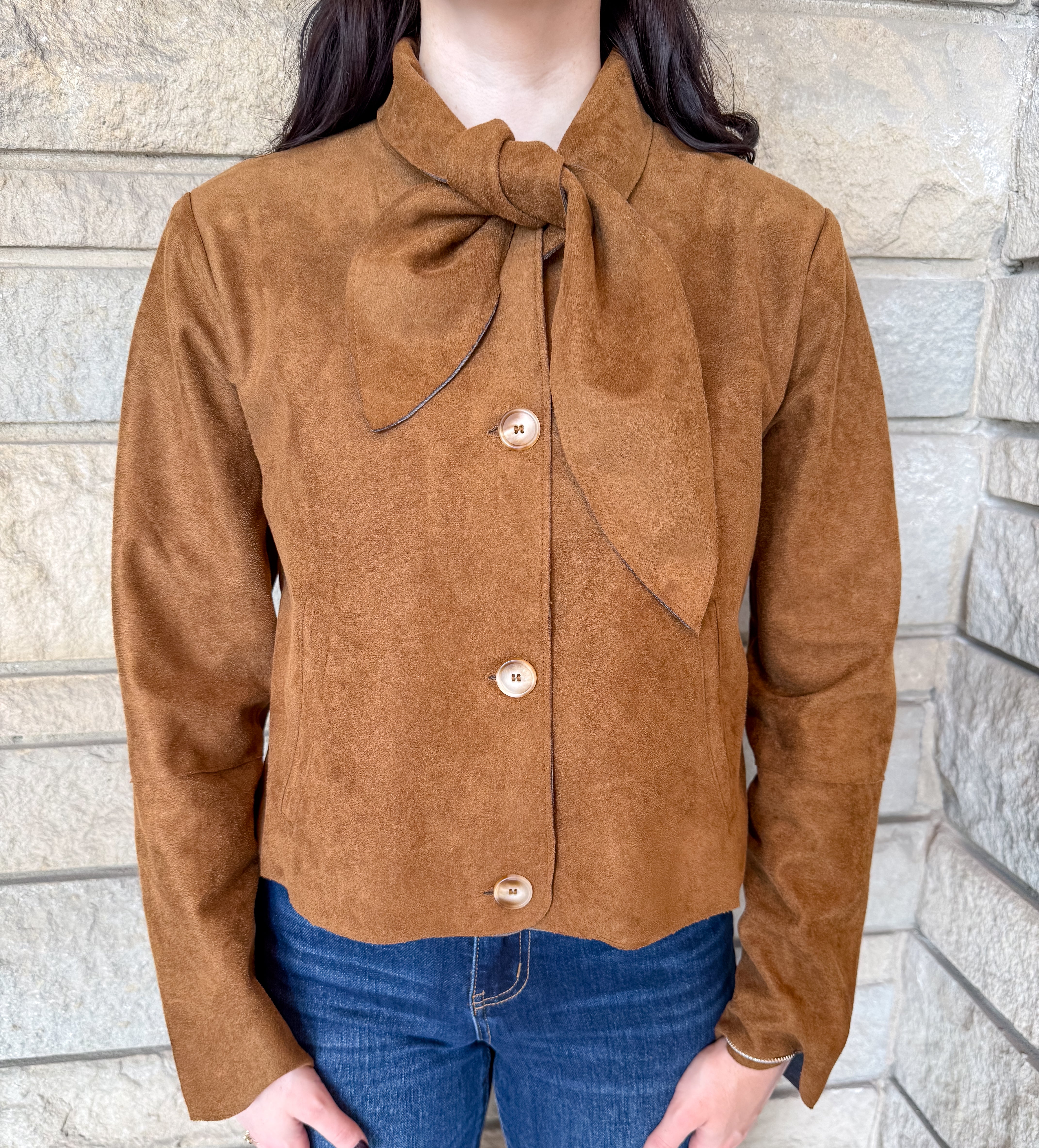 Percy Tie Neck Suede Jacket