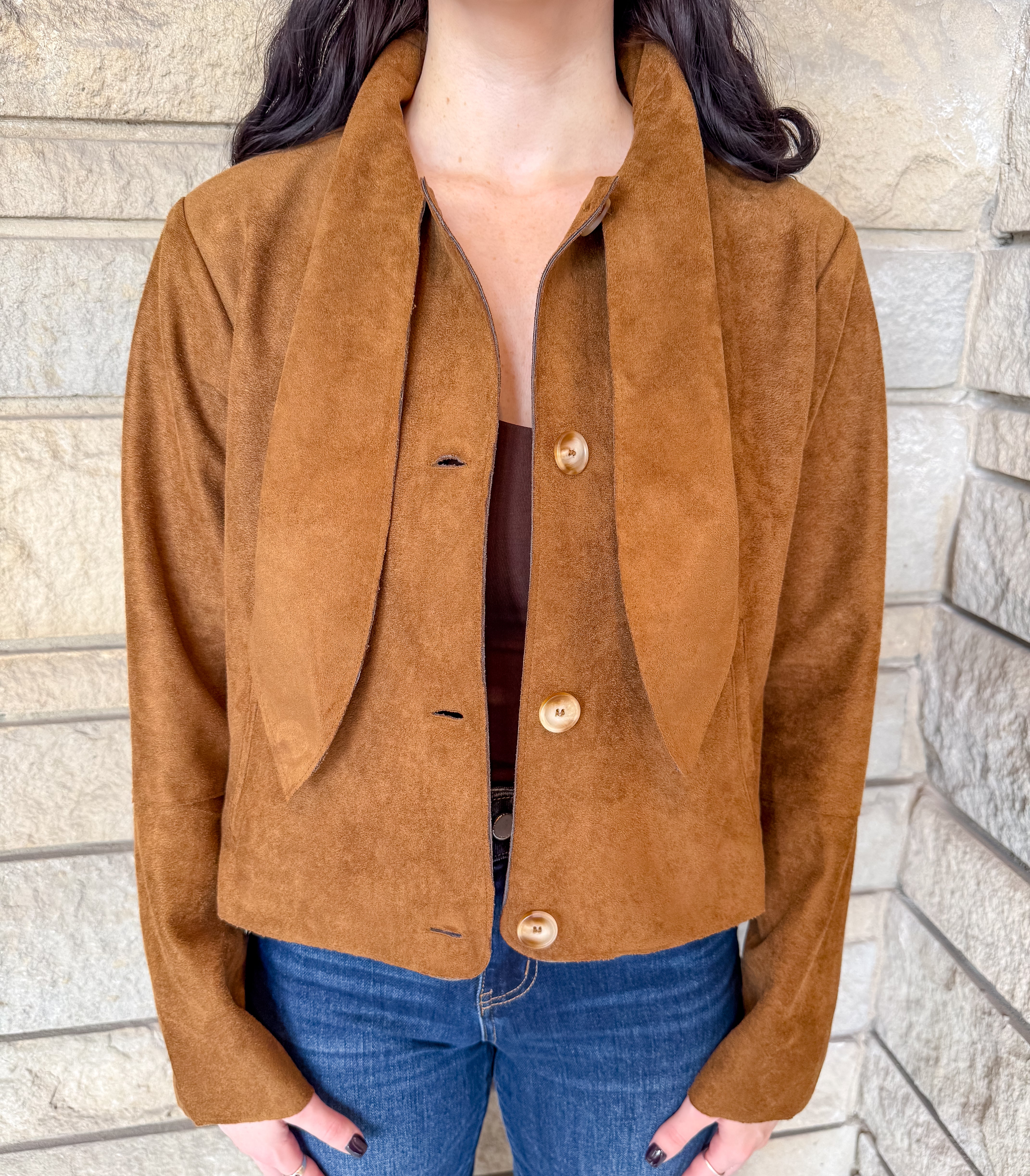 Percy Tie Neck Suede Jacket