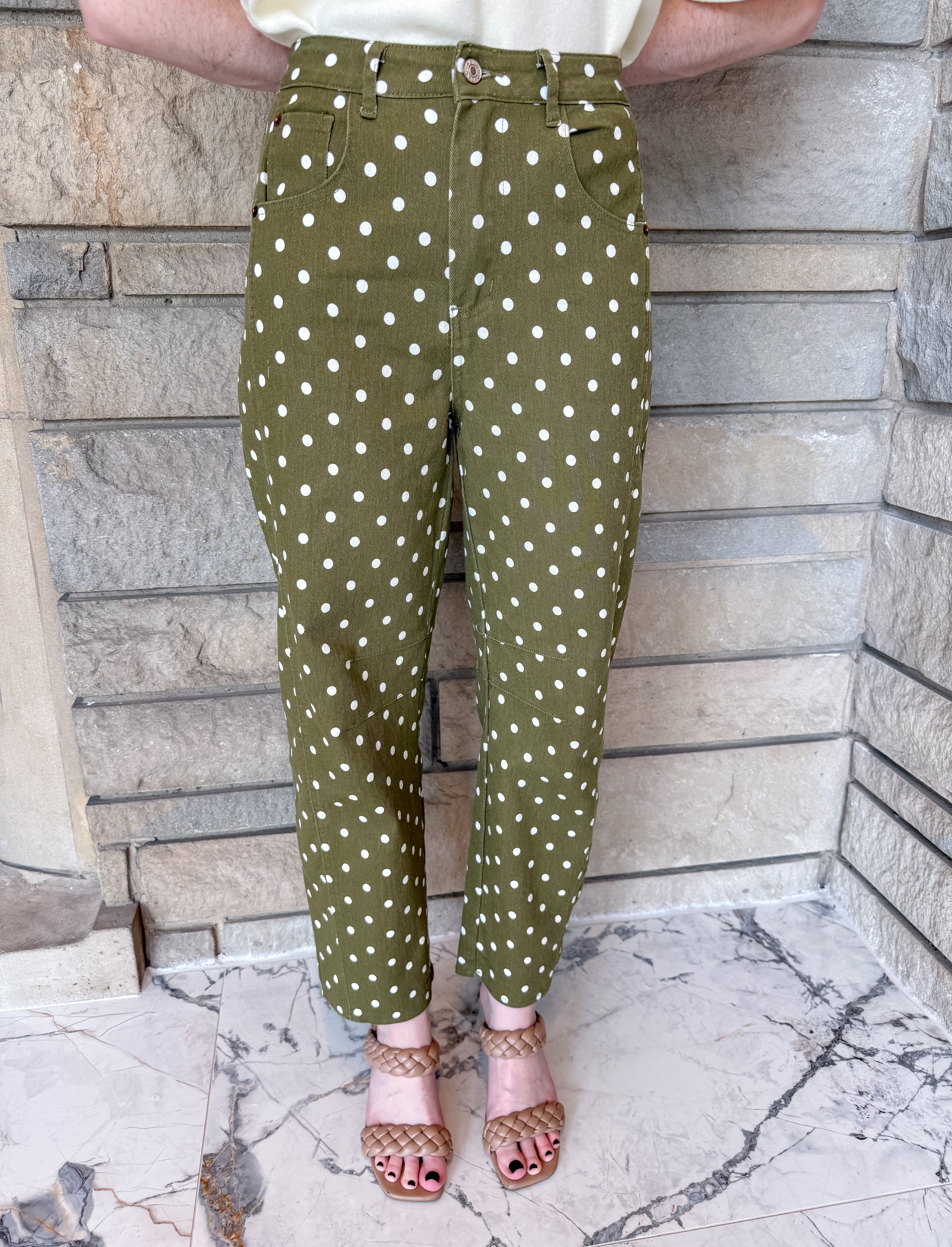 Mykah Polka Dot Barrel Twill Pant