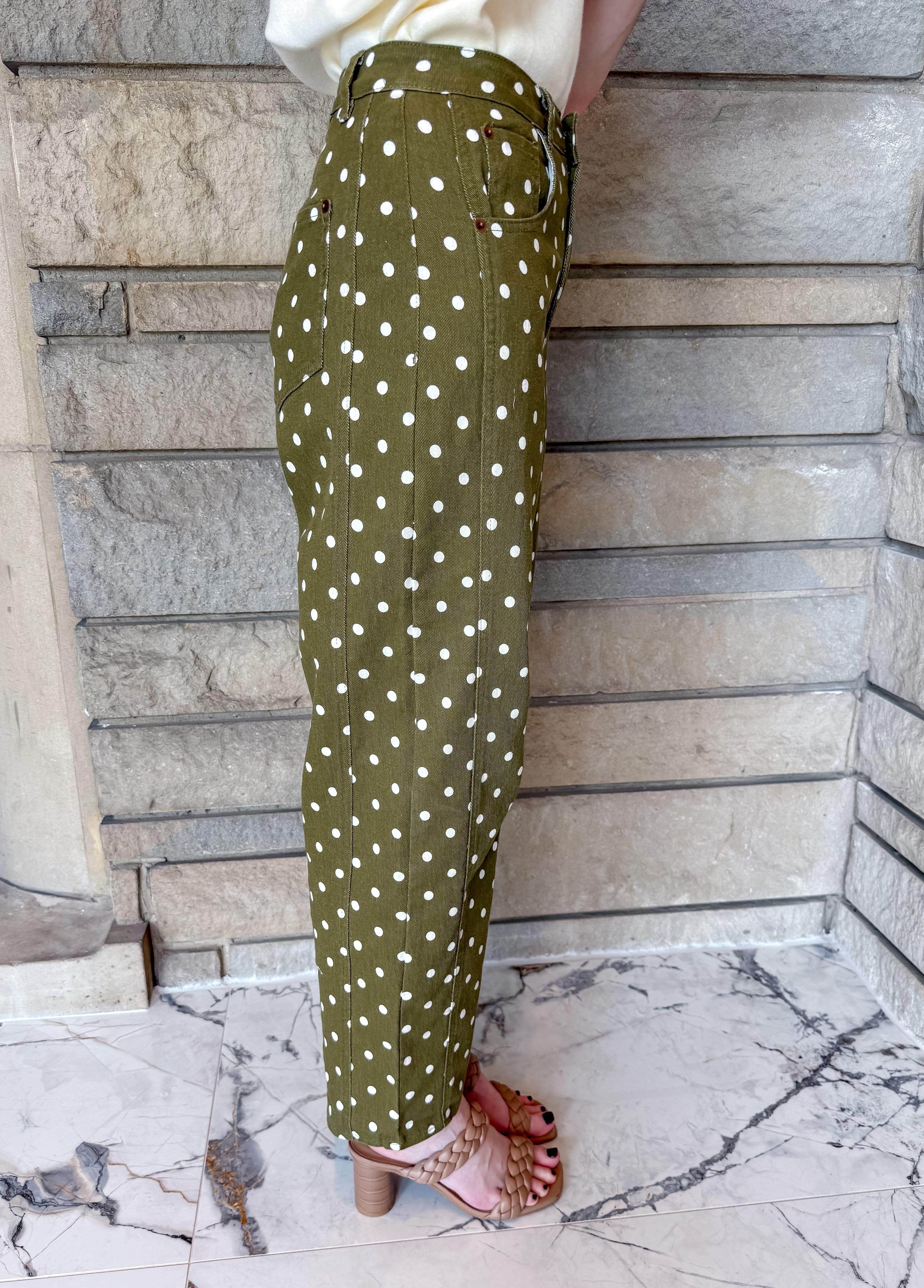 Mykah Polka Dot Barrel Twill Pant