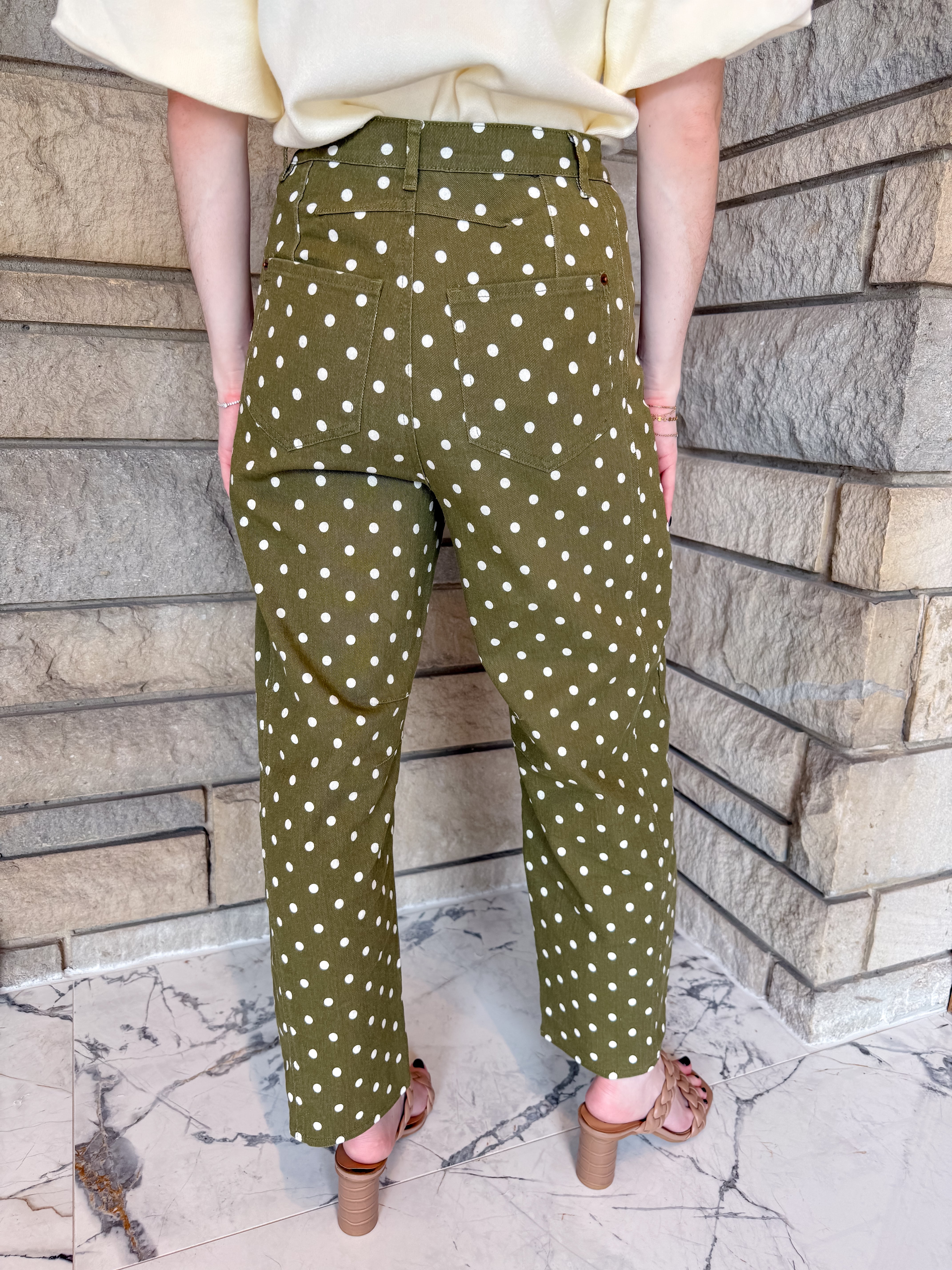 Mykah Polka Dot Barrel Twill Pant