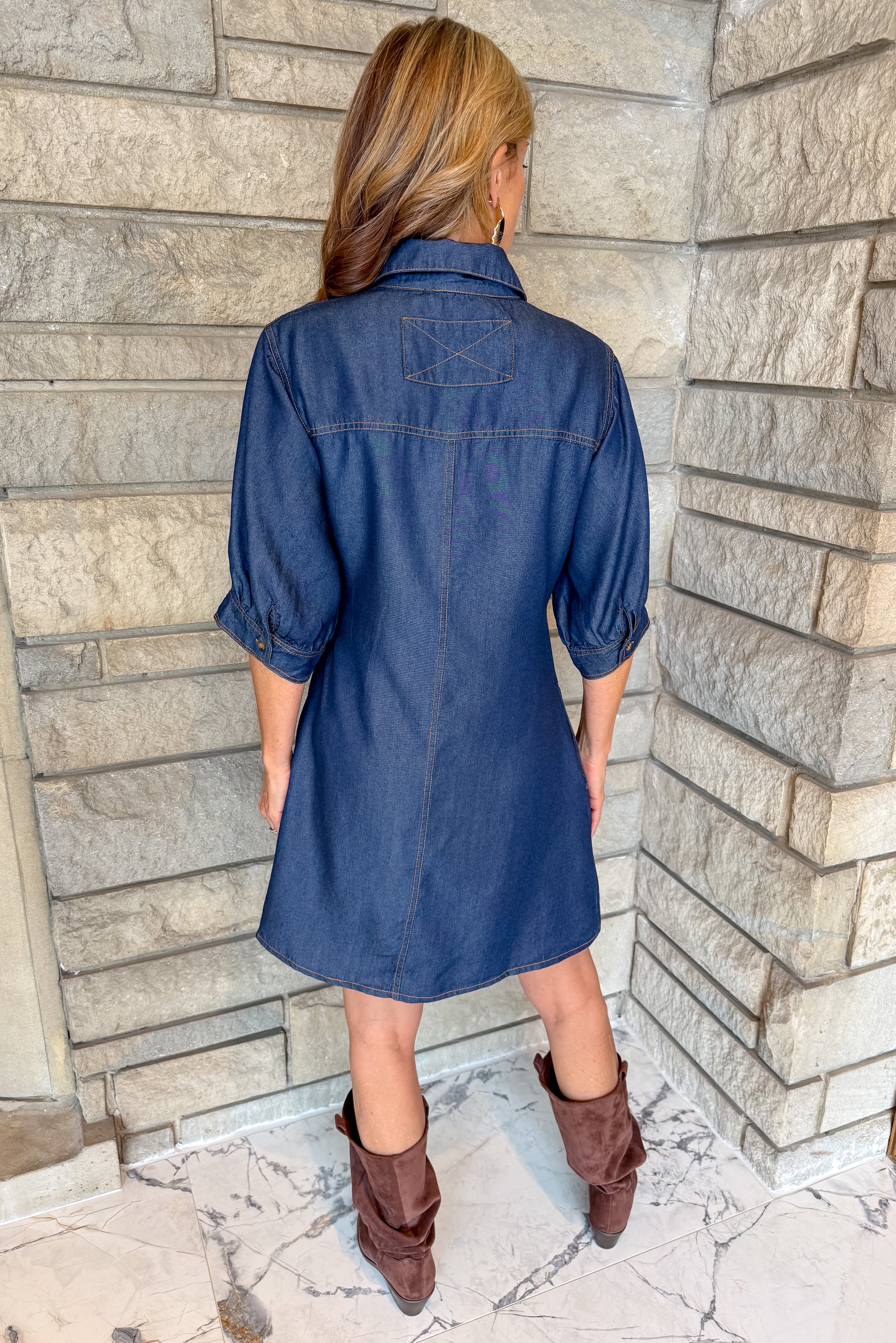 Honora Tie Denim Shirt Dress