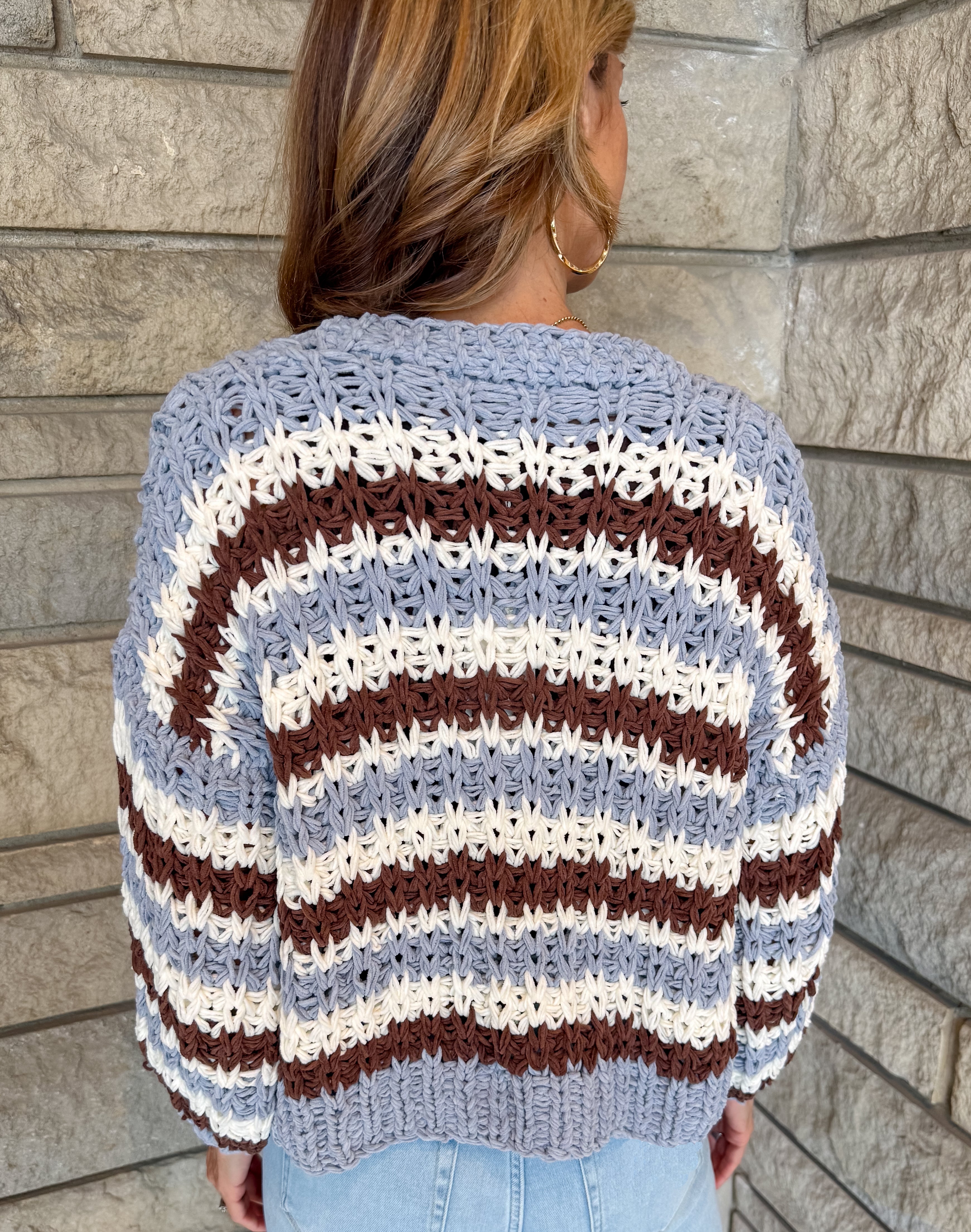 Meghan Hand Crochet Stripe Cardigan