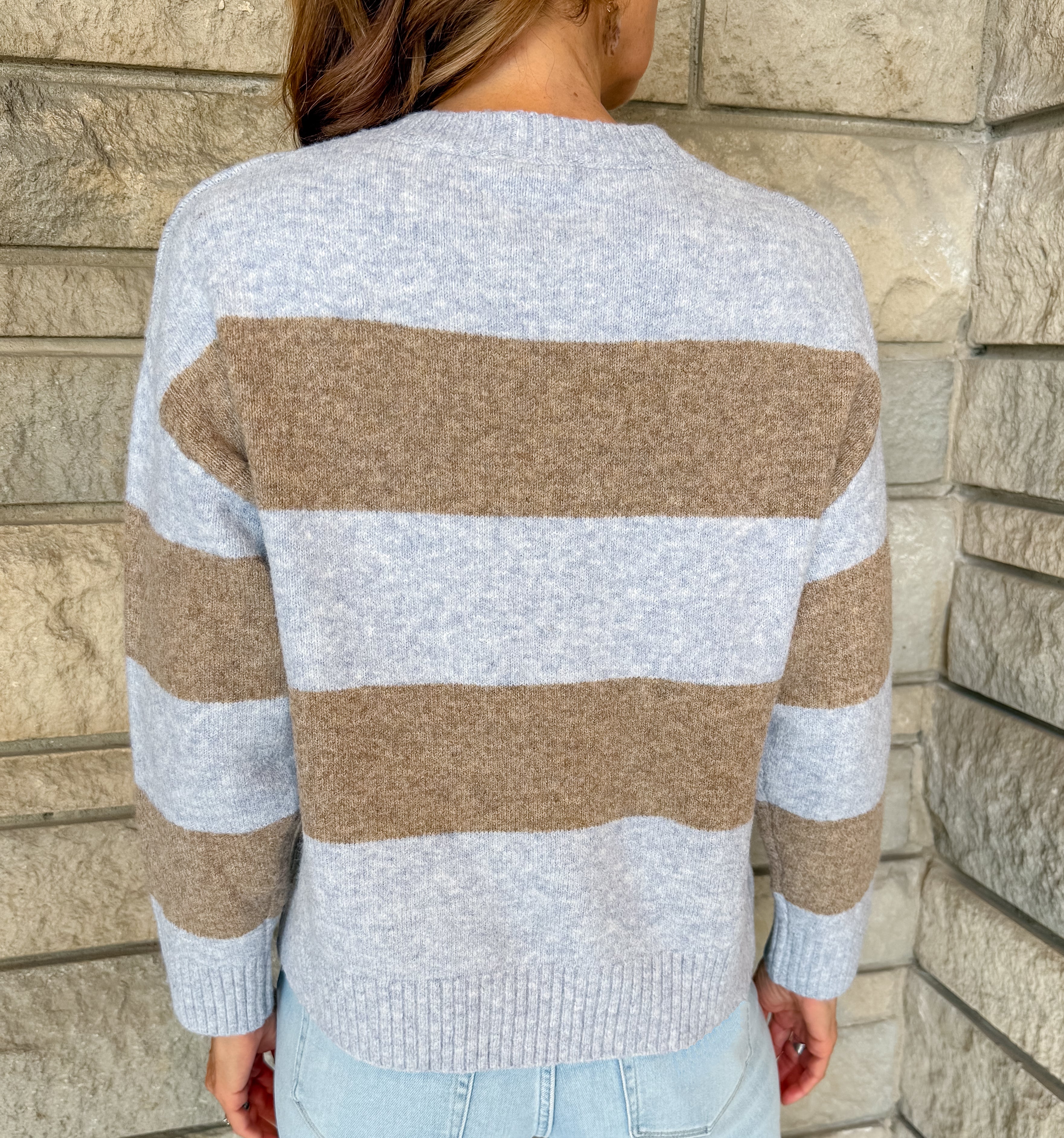 Lena Striped Henley Sweater