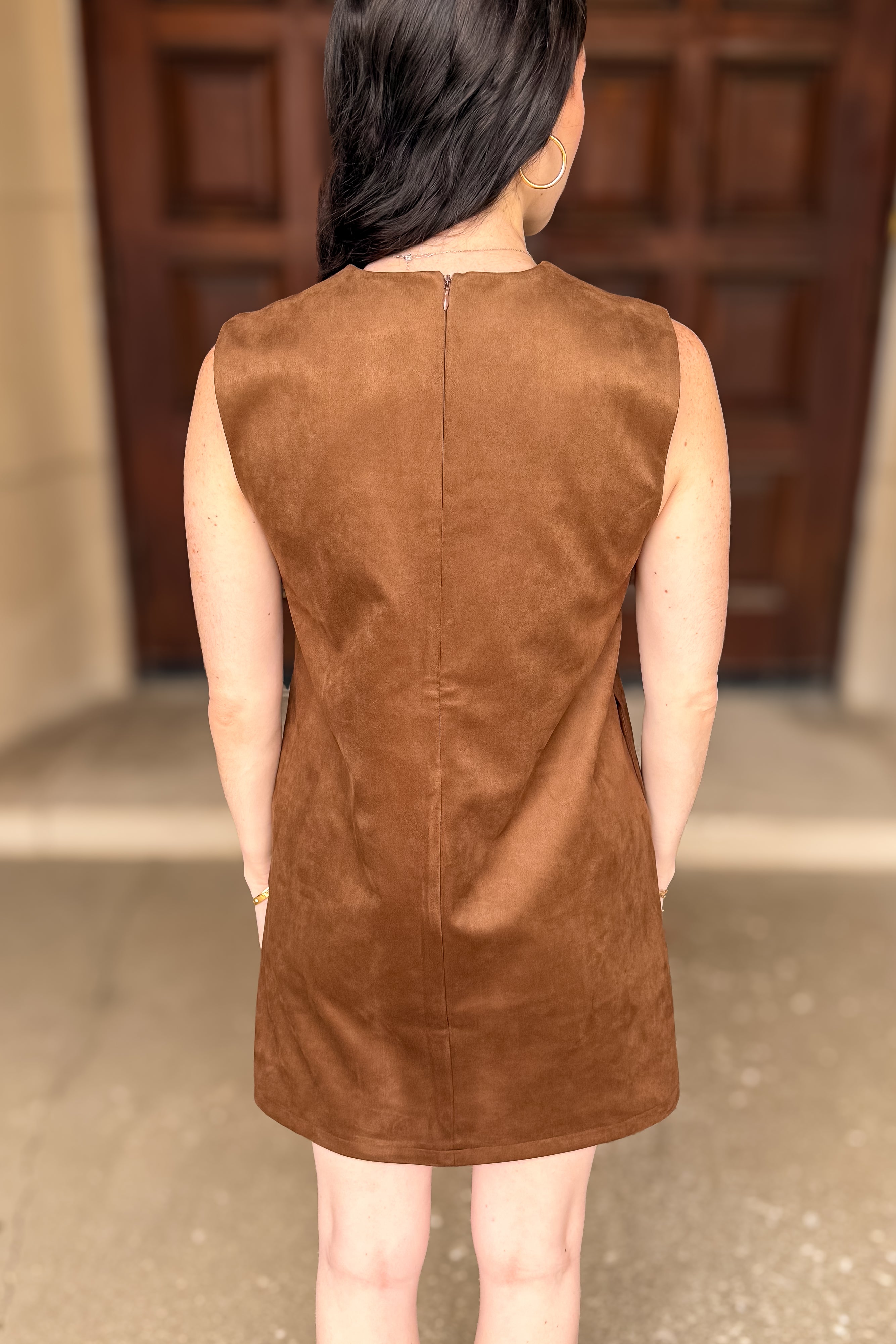 Keyla Sleeveless Suede Shift Dress