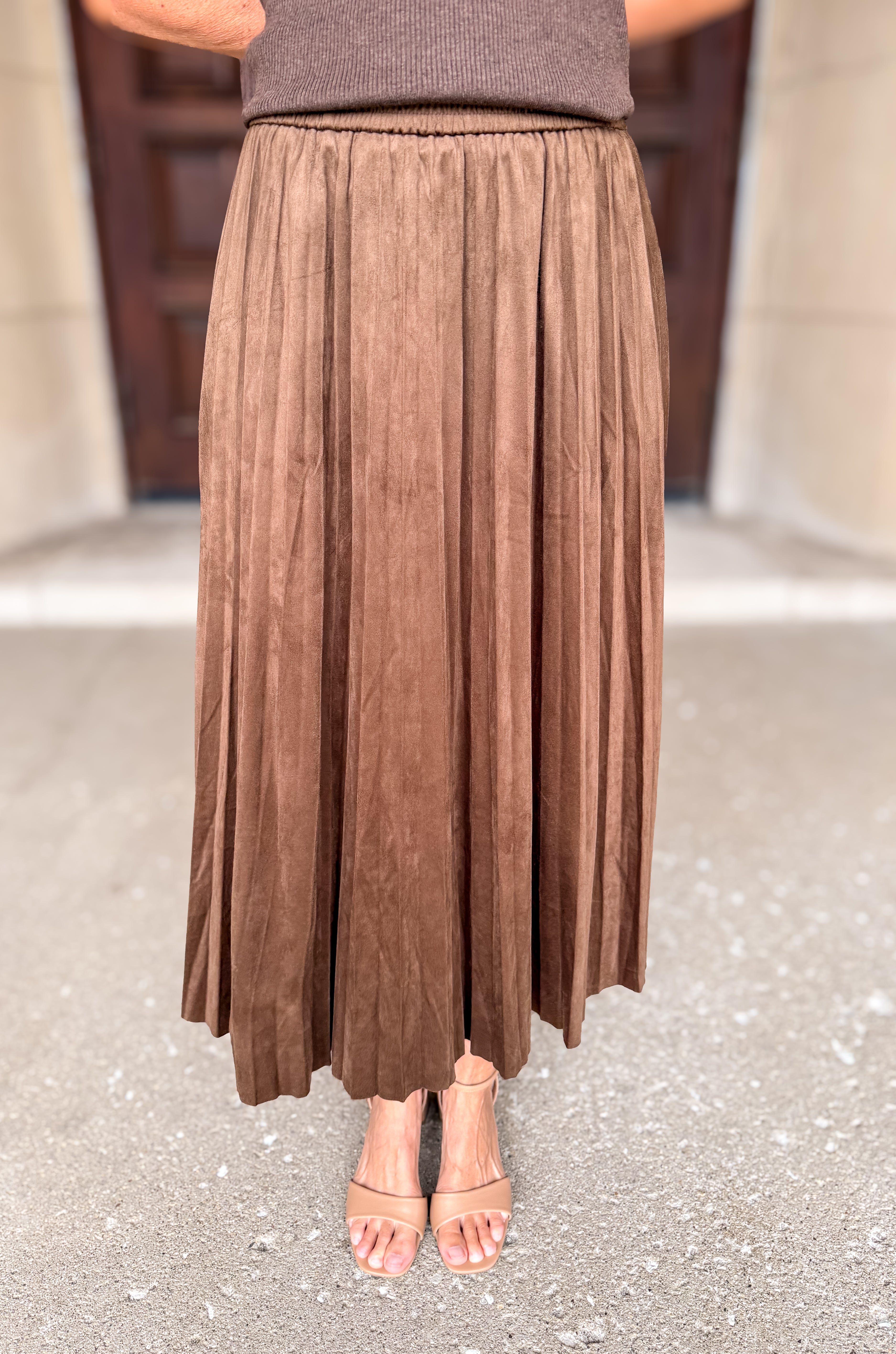 Sasha Pleated Suede Skirt