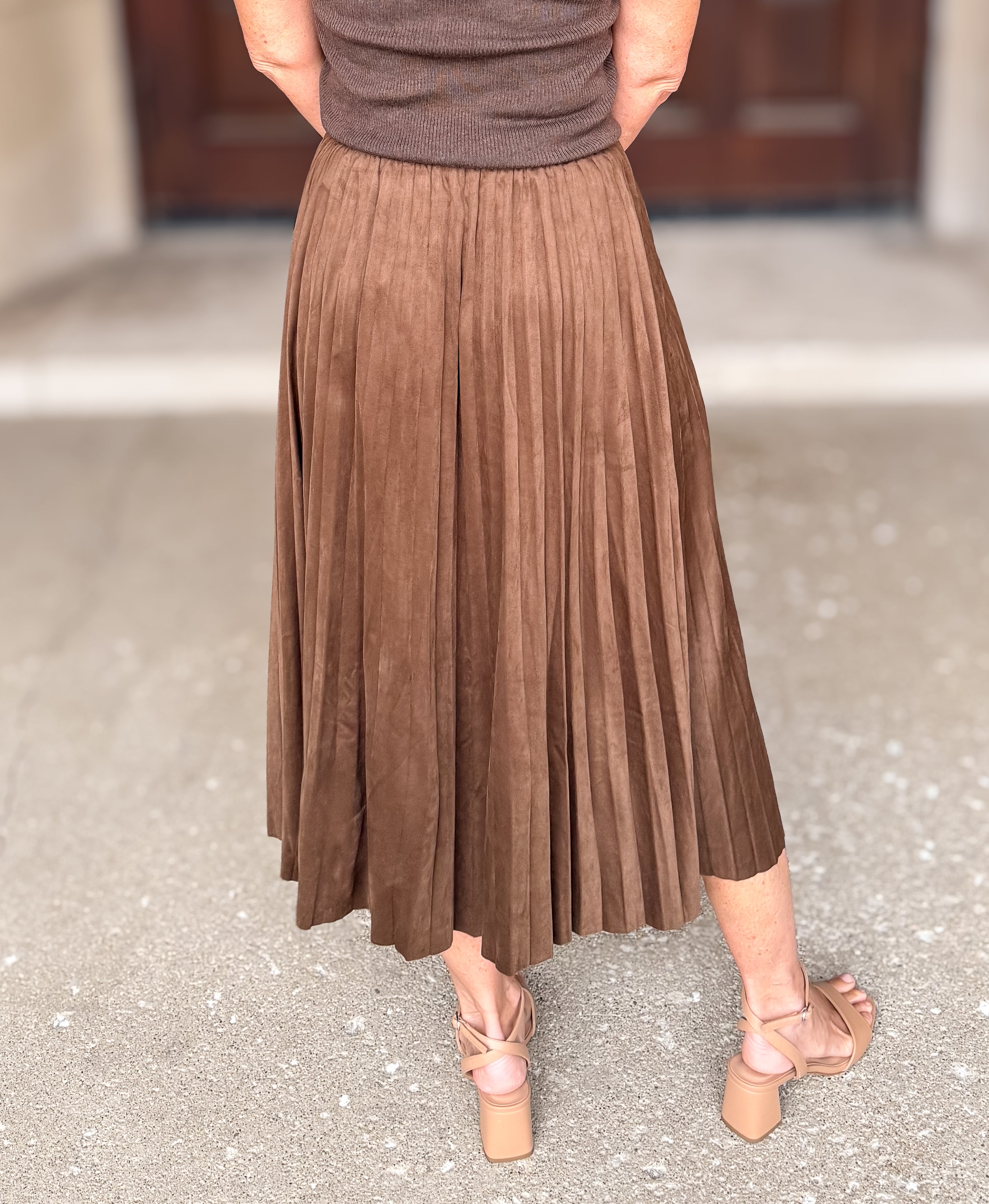 Sasha Pleated Suede Skirt