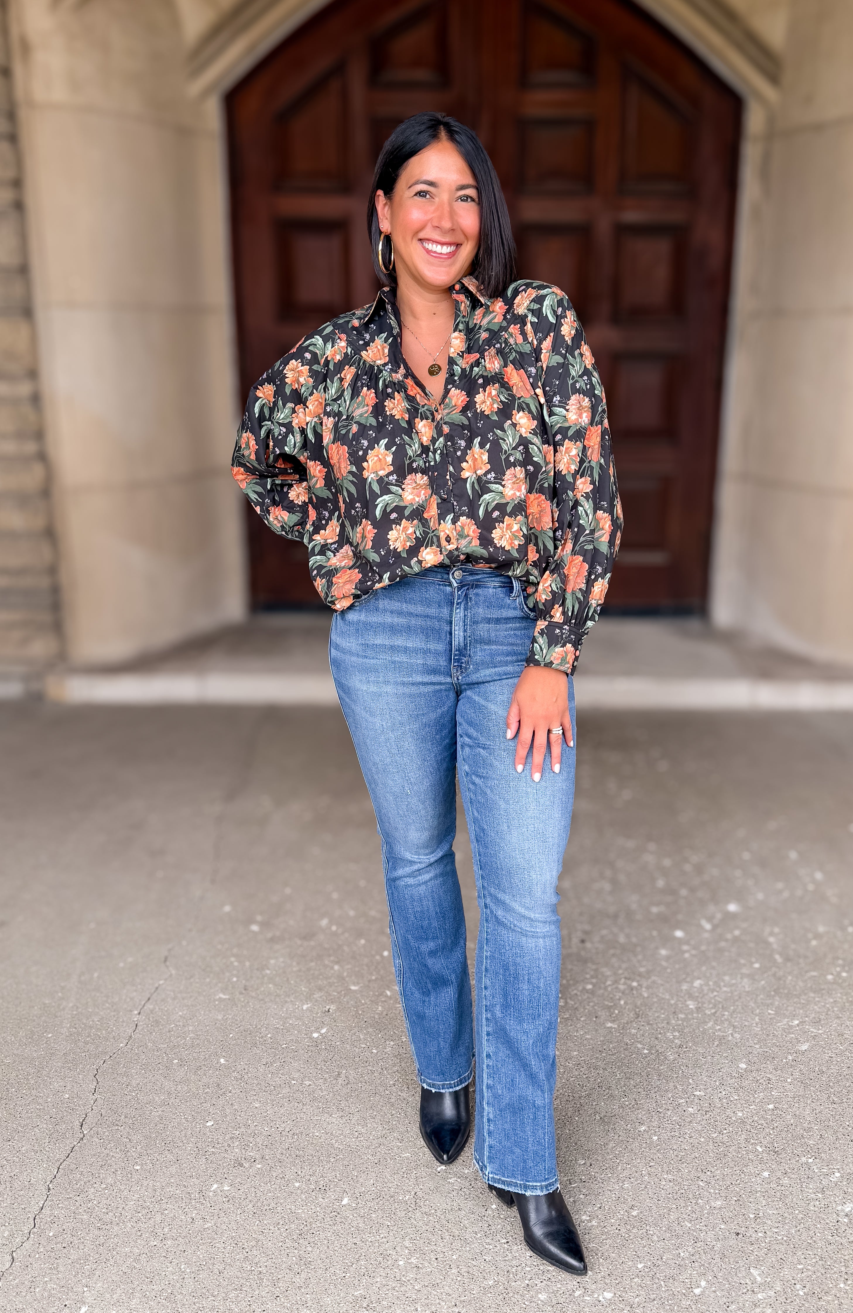 Christa Floral Button Top FINAL SALE