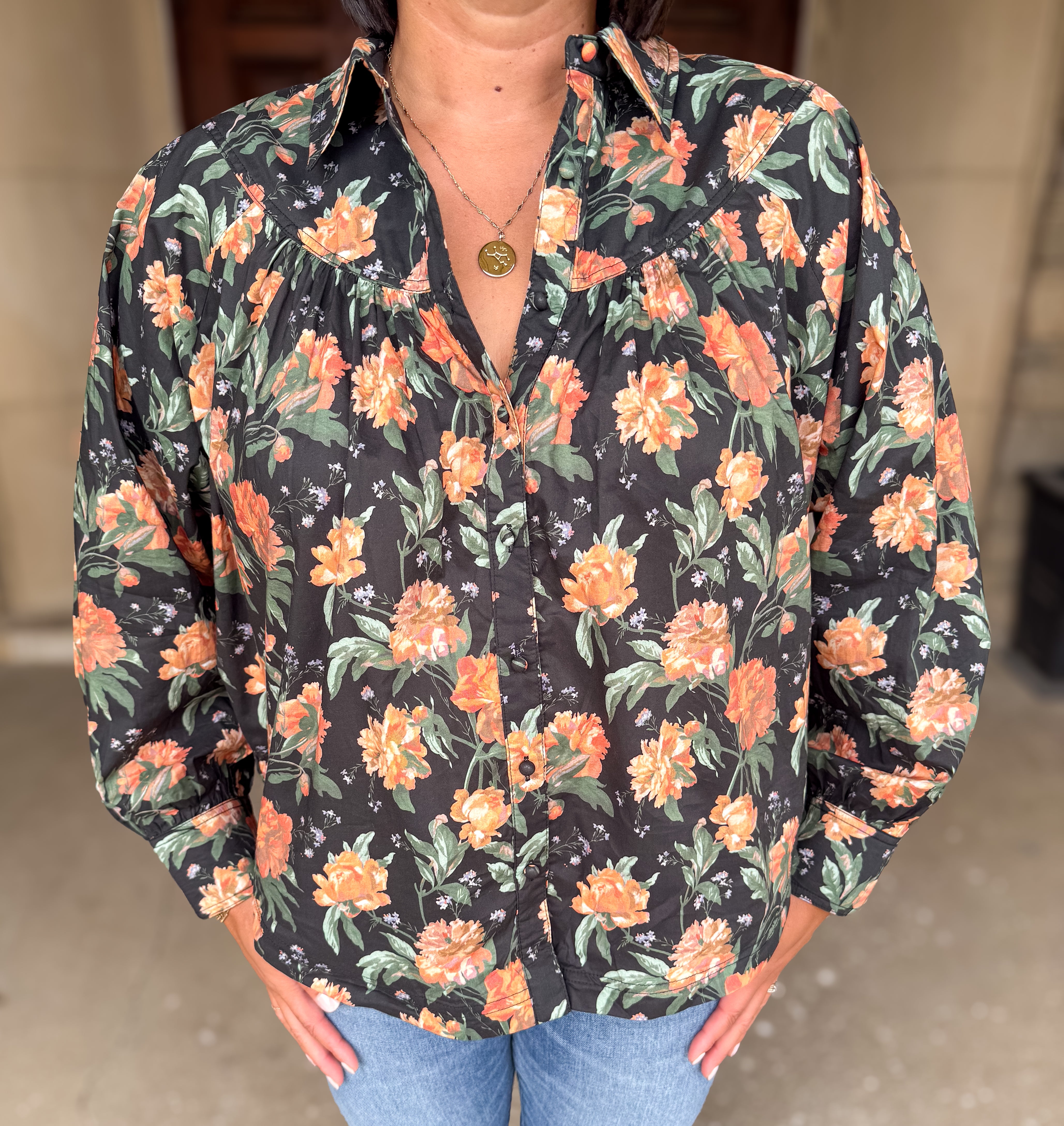 Christa Floral Button Top FINAL SALE