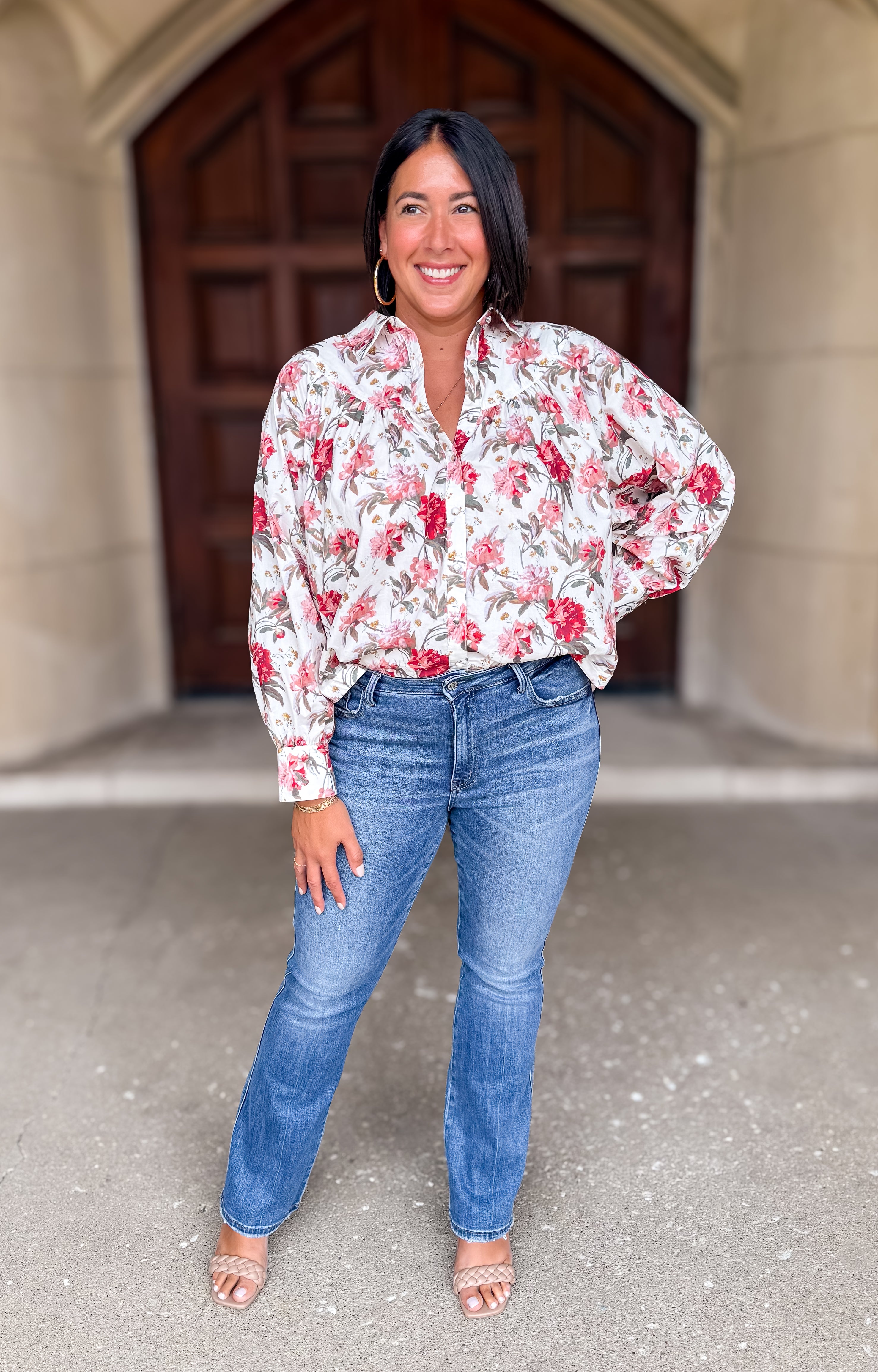 Christa Floral Button Top FINAL SALE