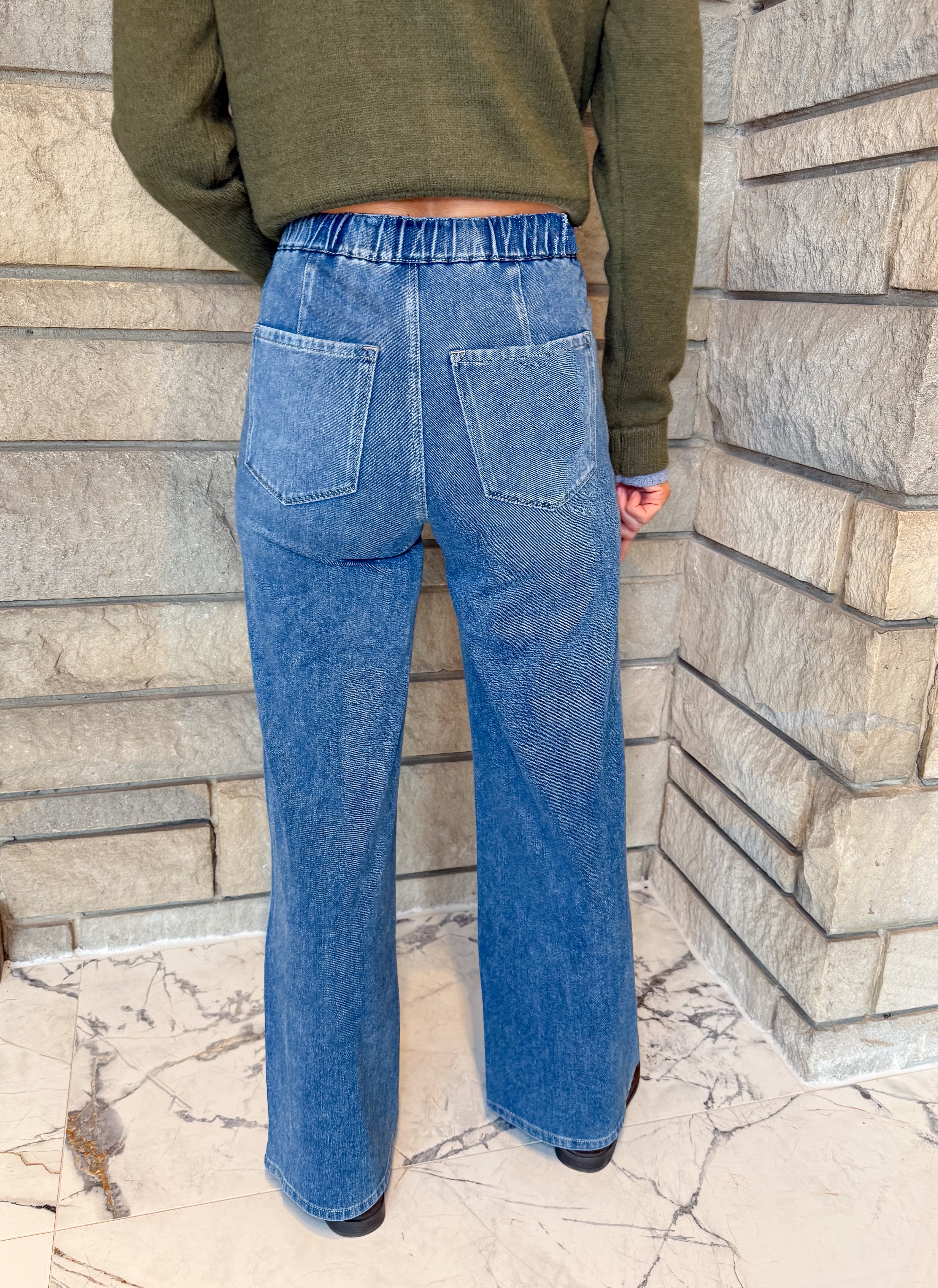 Cheryl H. Rise Drawstring Flare Jeans