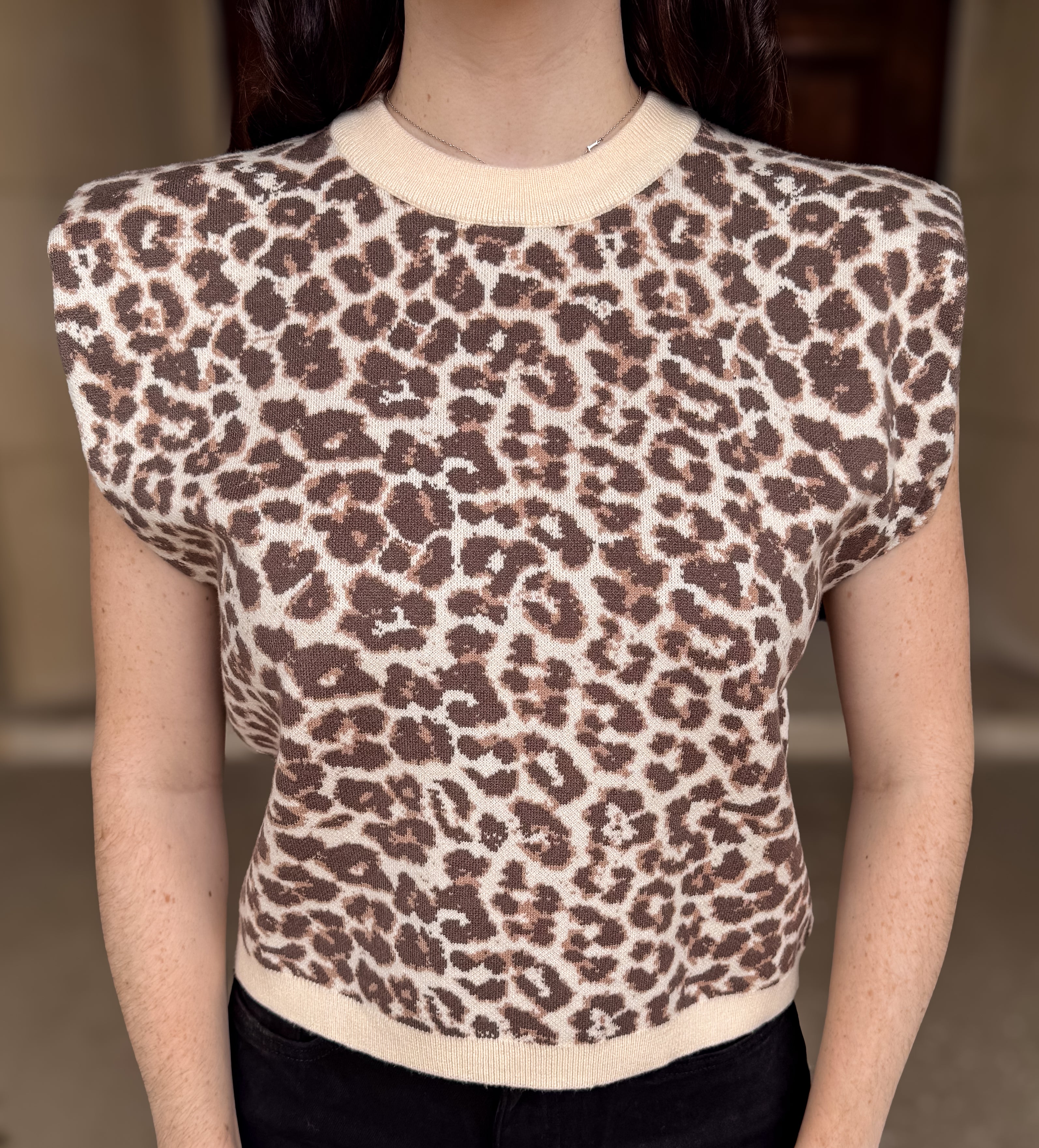 Caera Leopard Sleeveless Sweater FINAL SALE