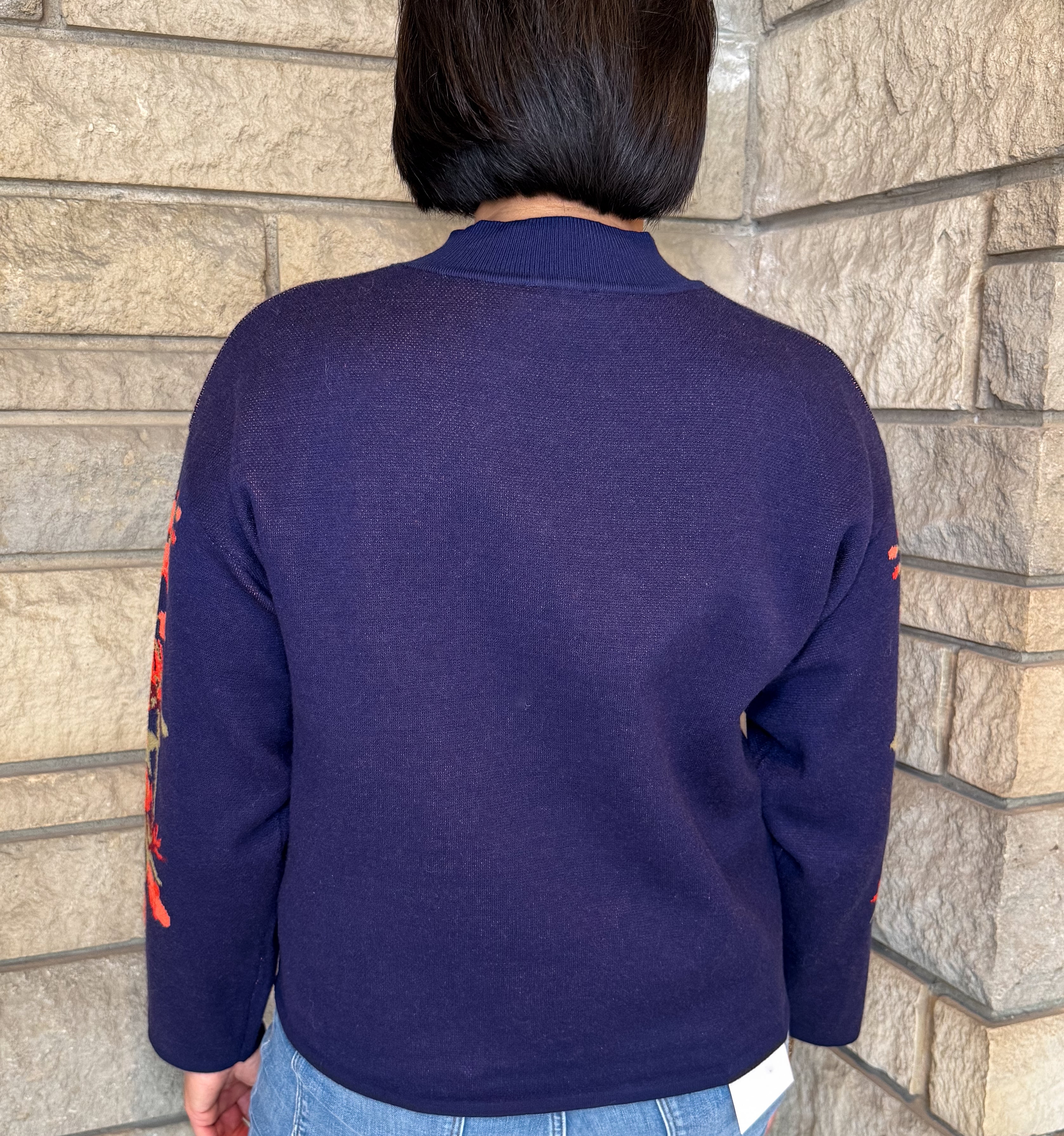 Dahlia Floral Mock Neck Sweater