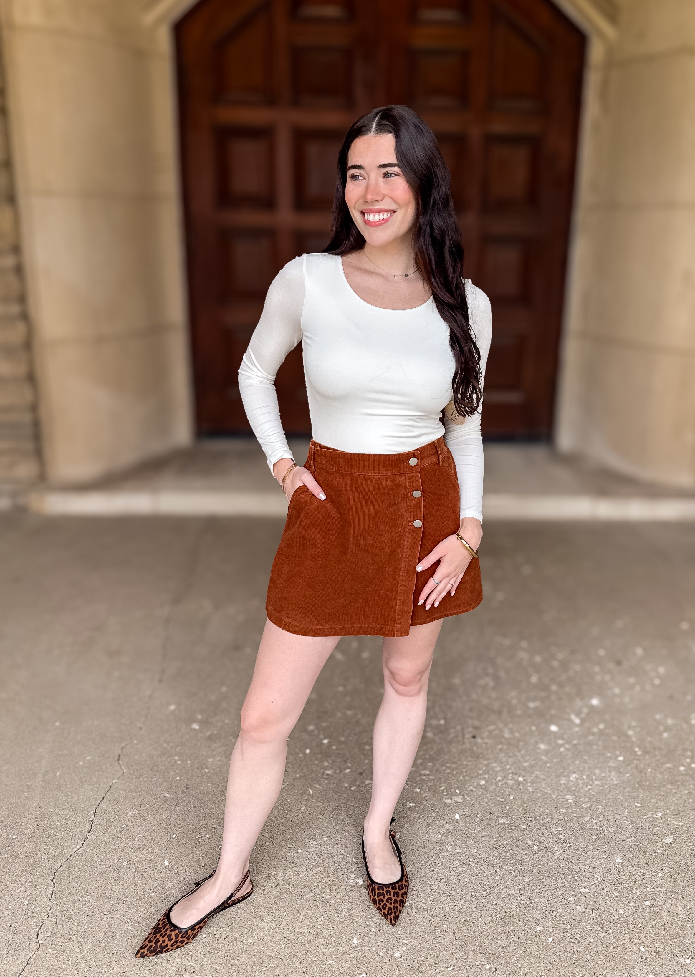 Ophelia Button Corduroy Skort
