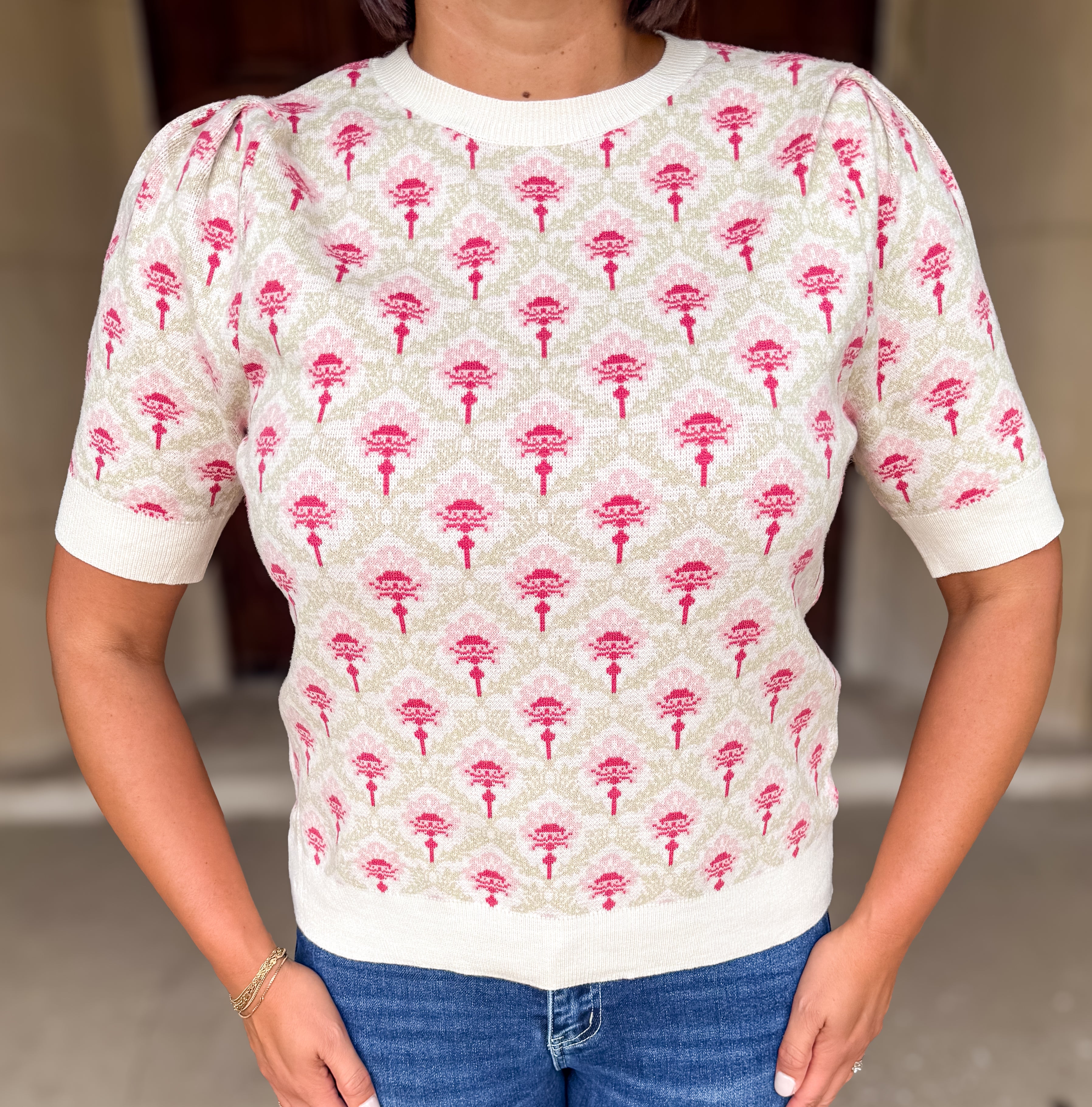 Frances Patterned SS Sweater