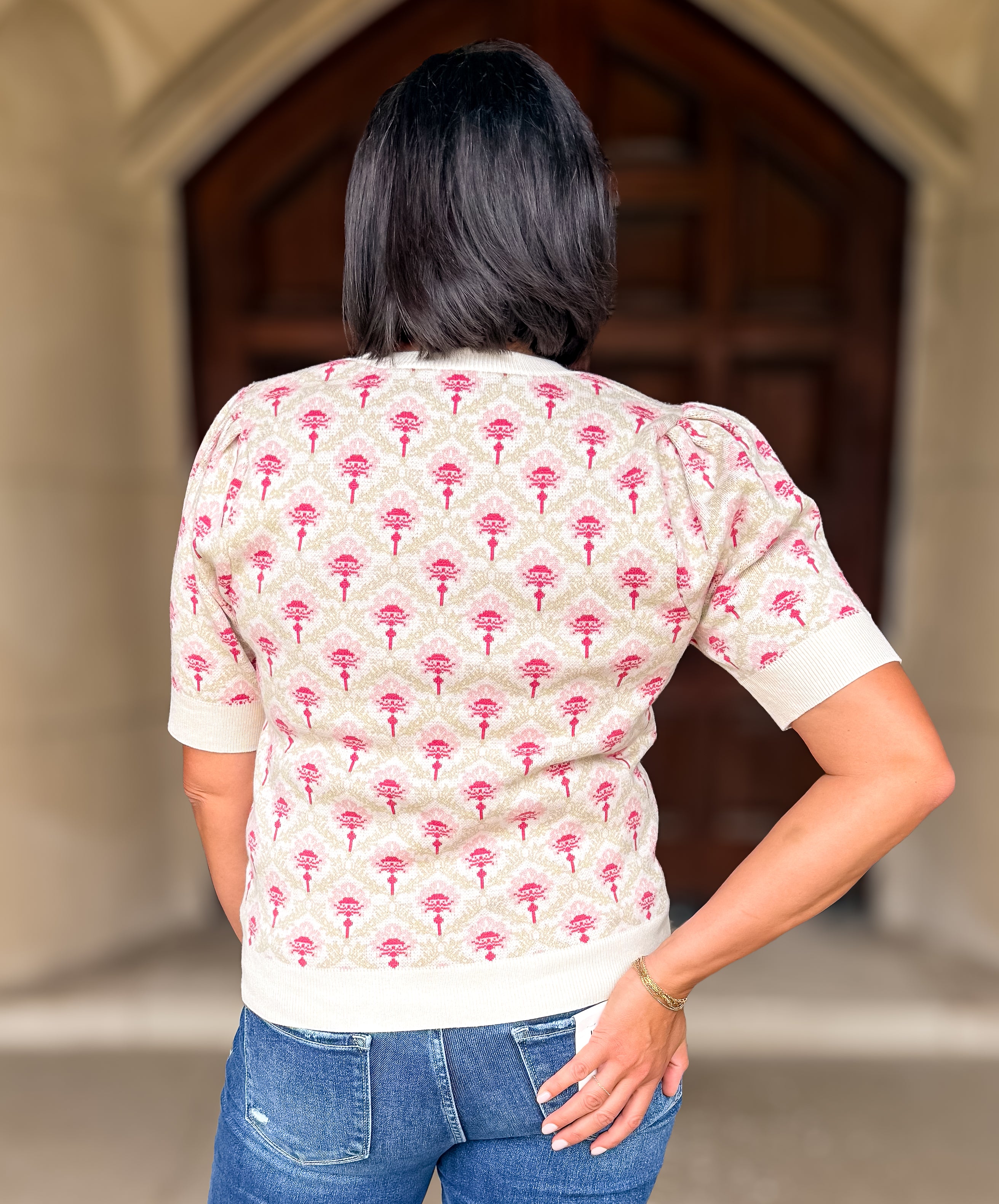 Frances Patterned SS Sweater