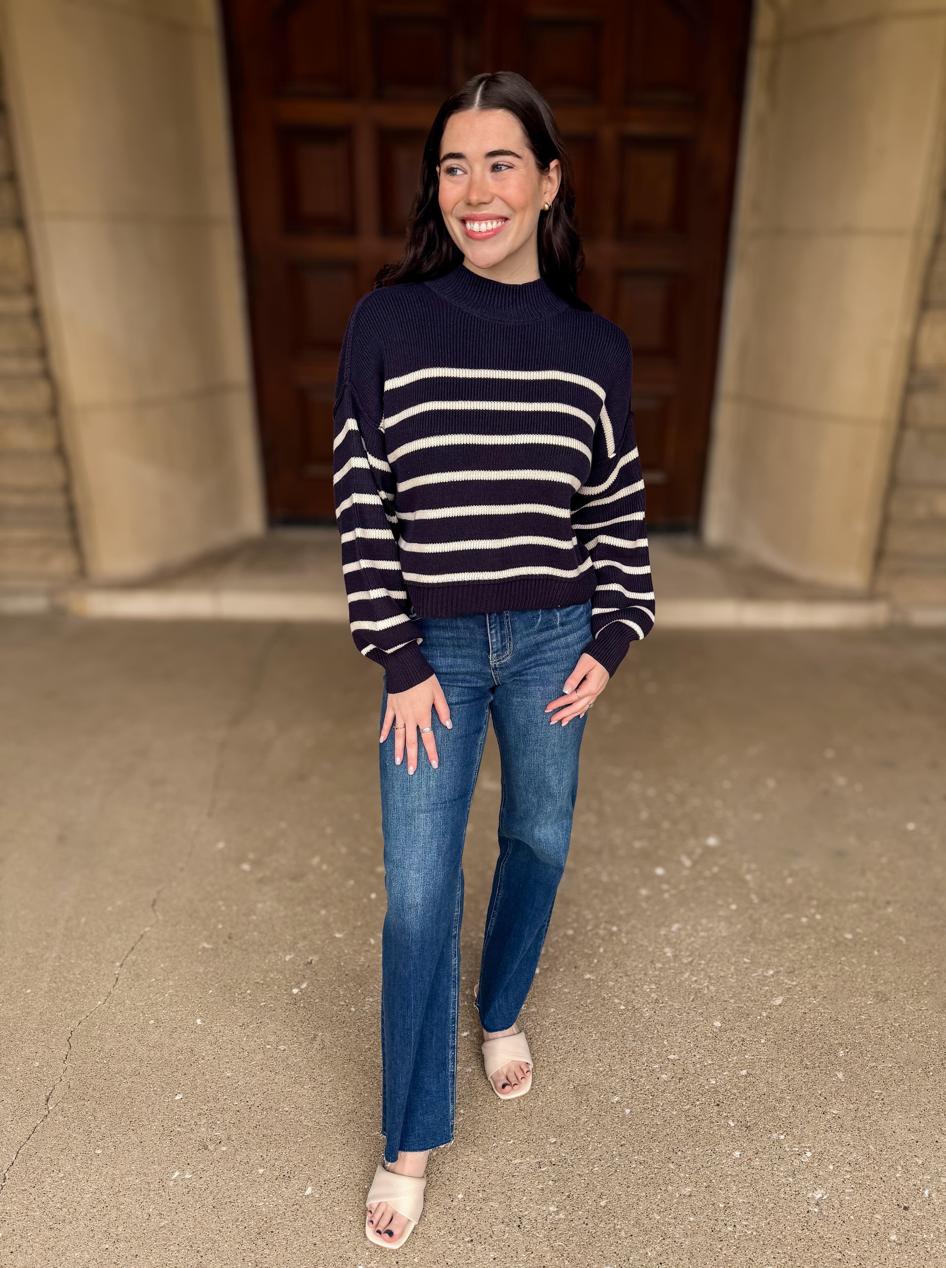 Celine Striped Cropped Sweater