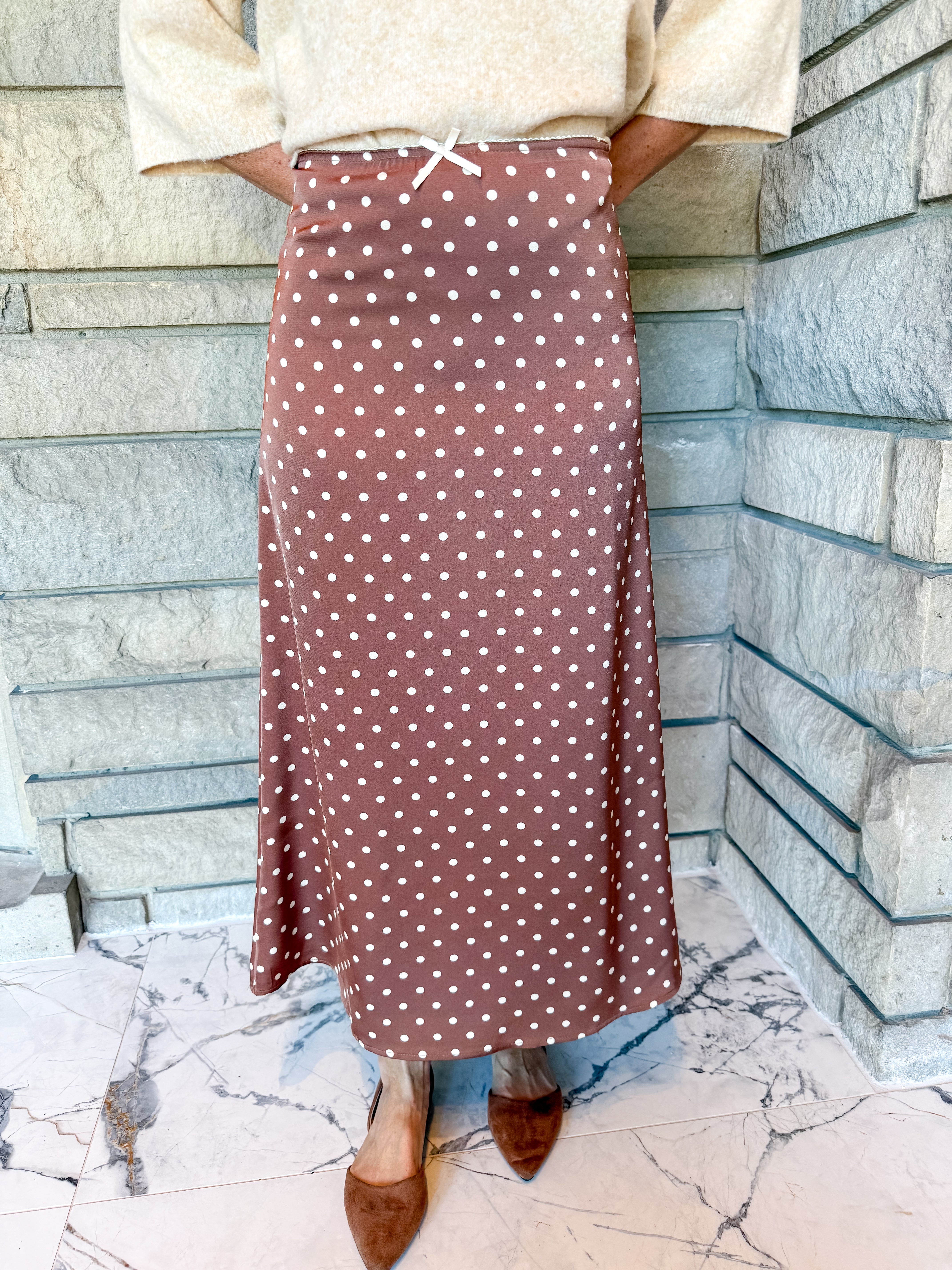 Paloma Satin Polka Dot Skirt