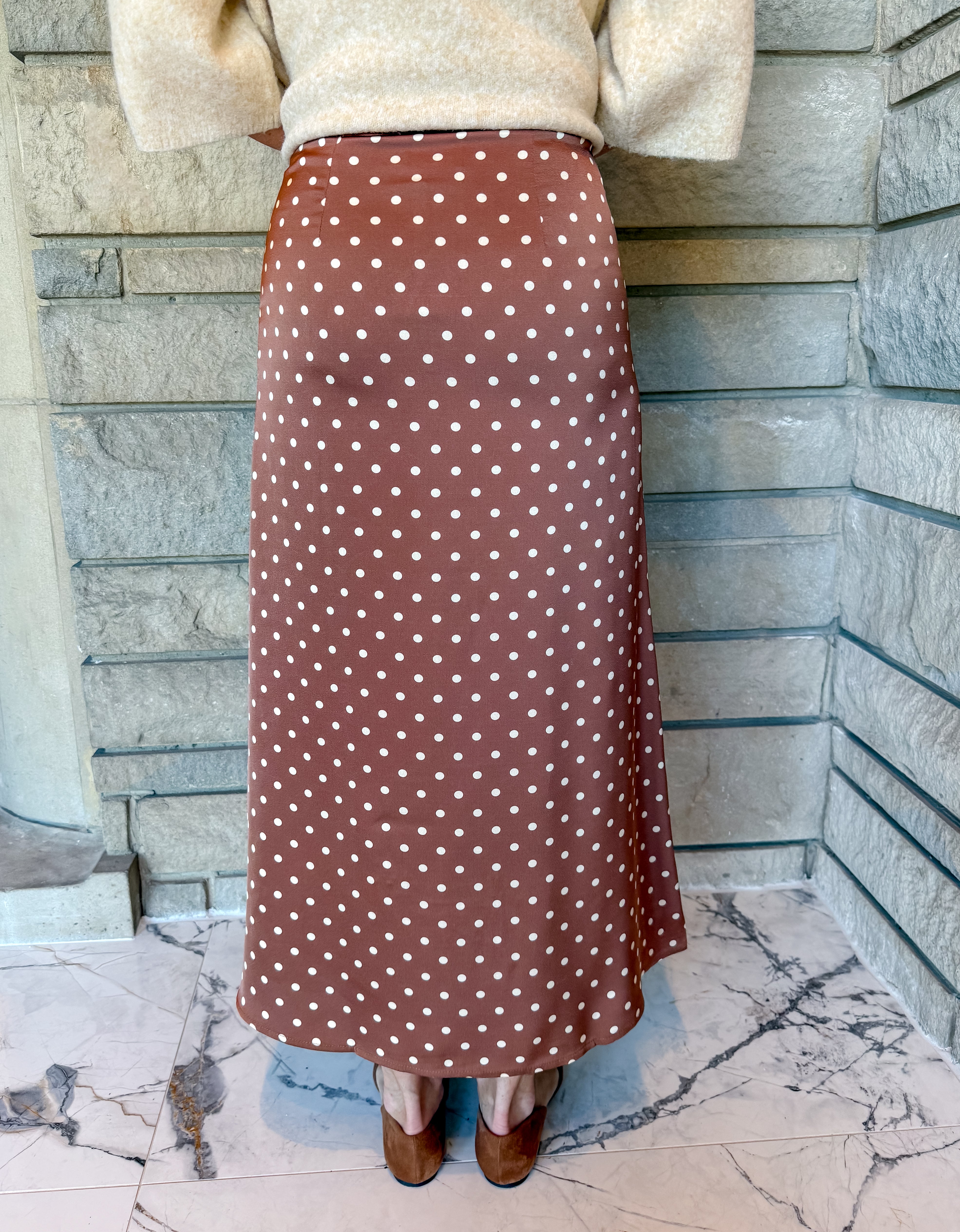 Paloma Satin Polka Dot Skirt