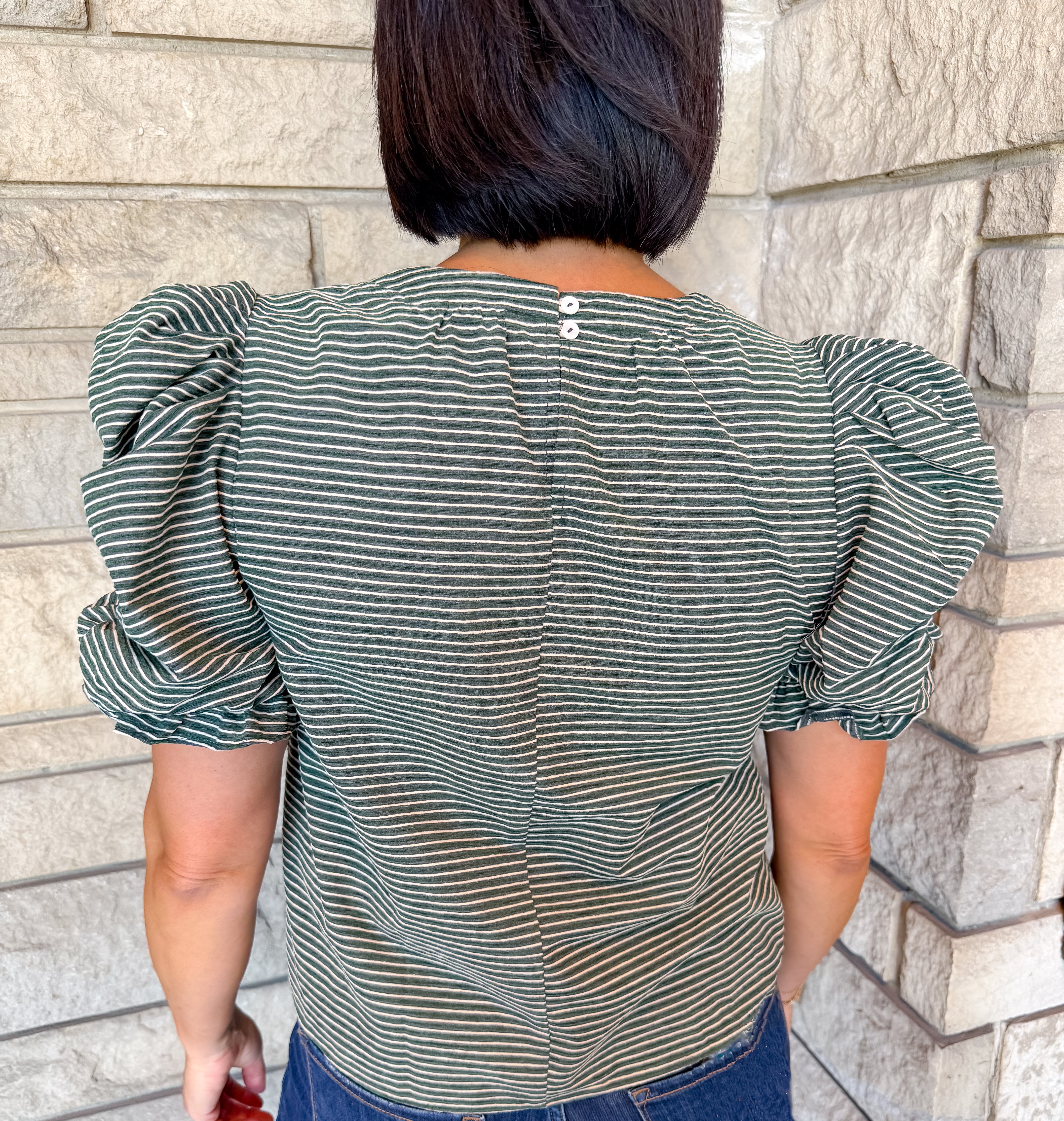 Tatiana Textured Stripe Puff Top