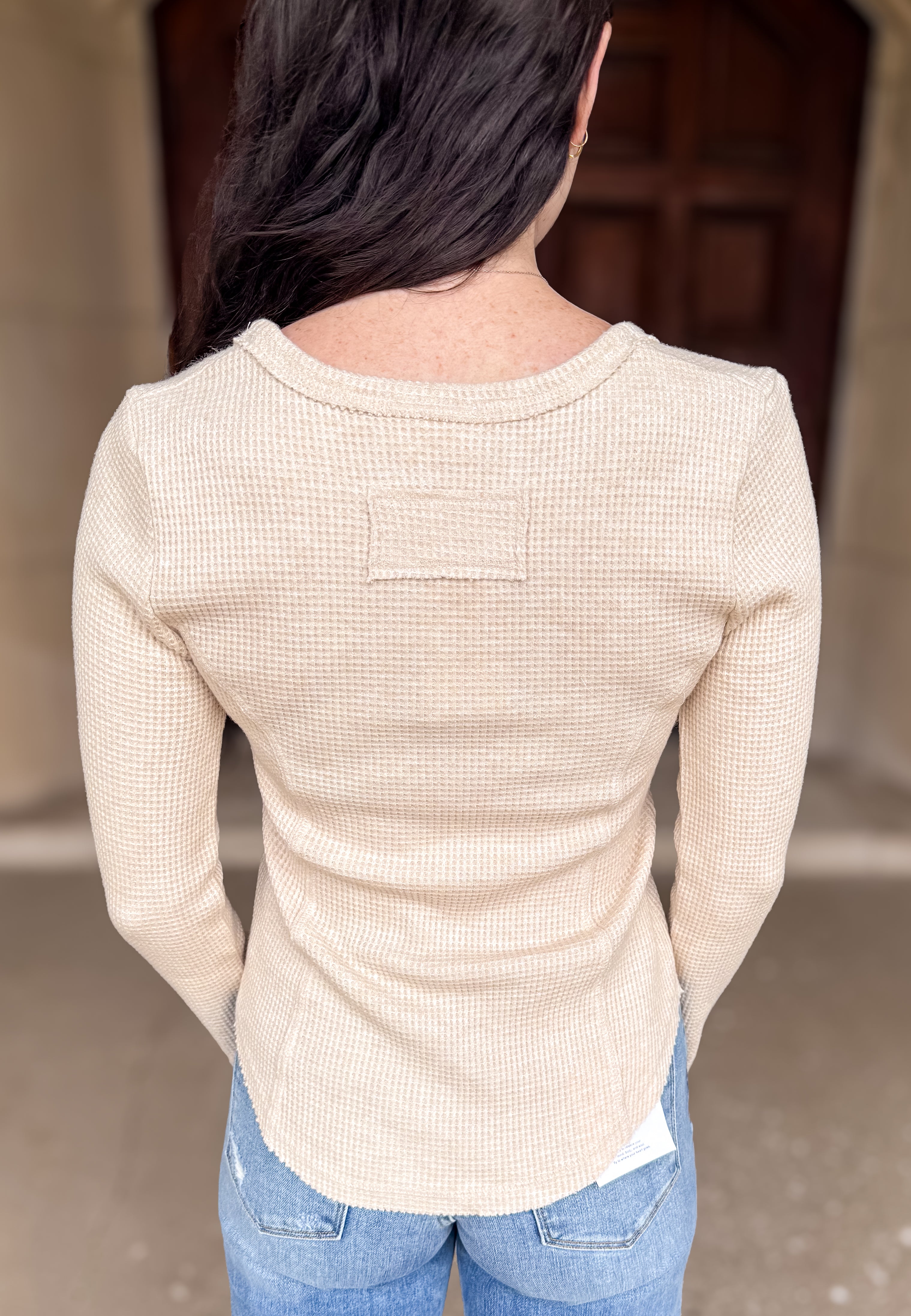 Lettie Snap Front Henley Topo