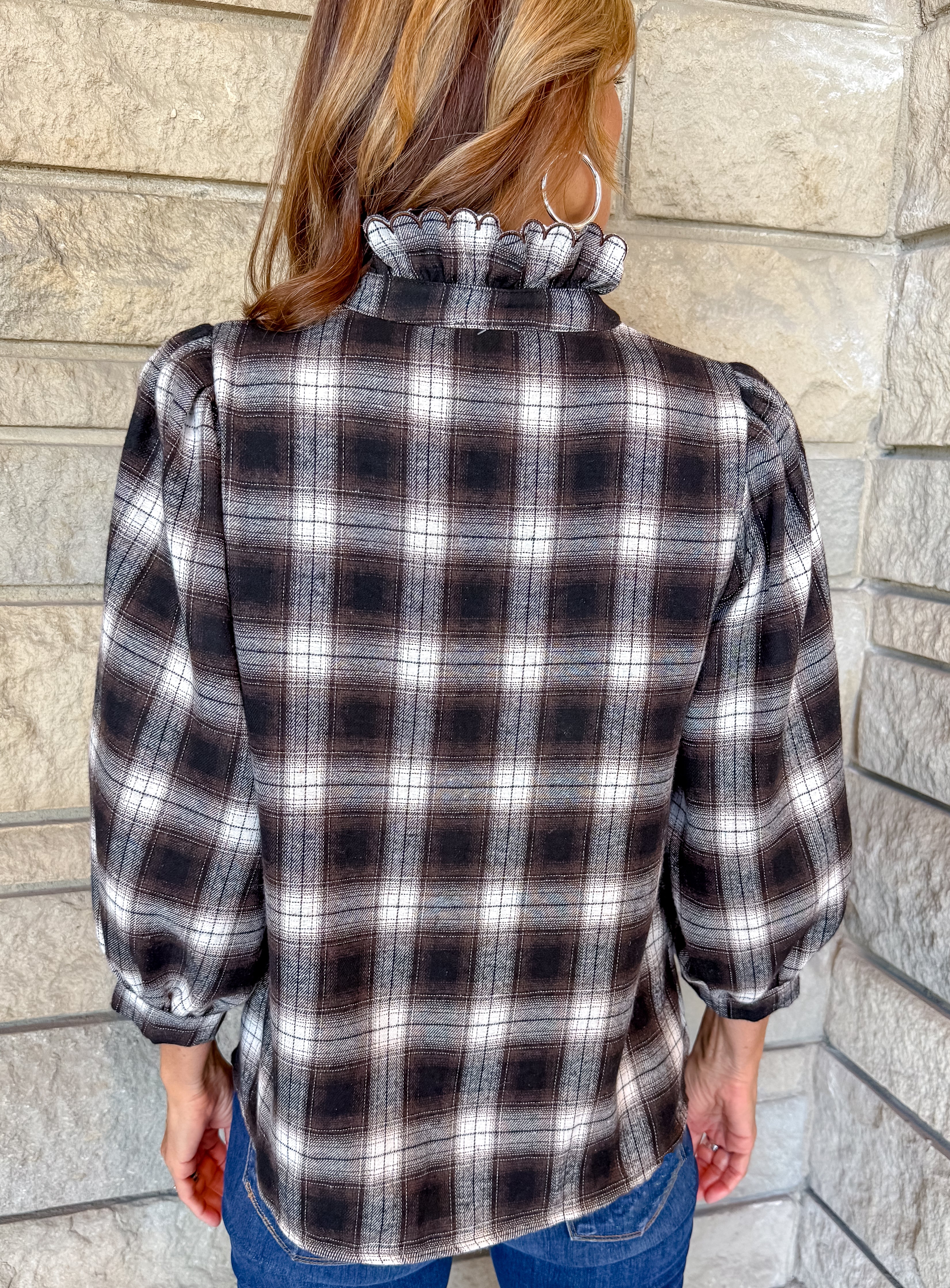 Indie Ruffle Plaid Top