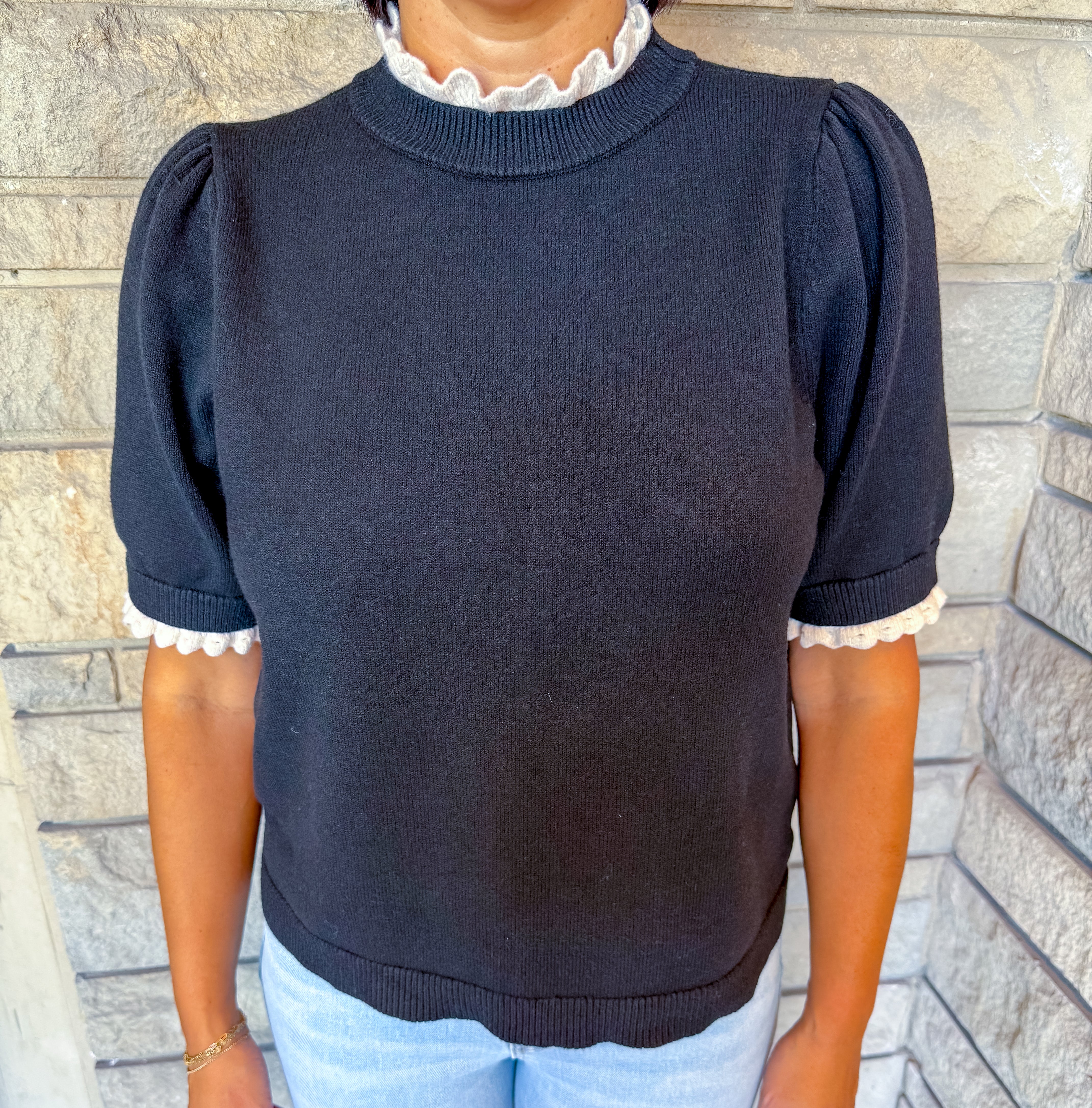 Marilyn Contrast Ruffle Sweater