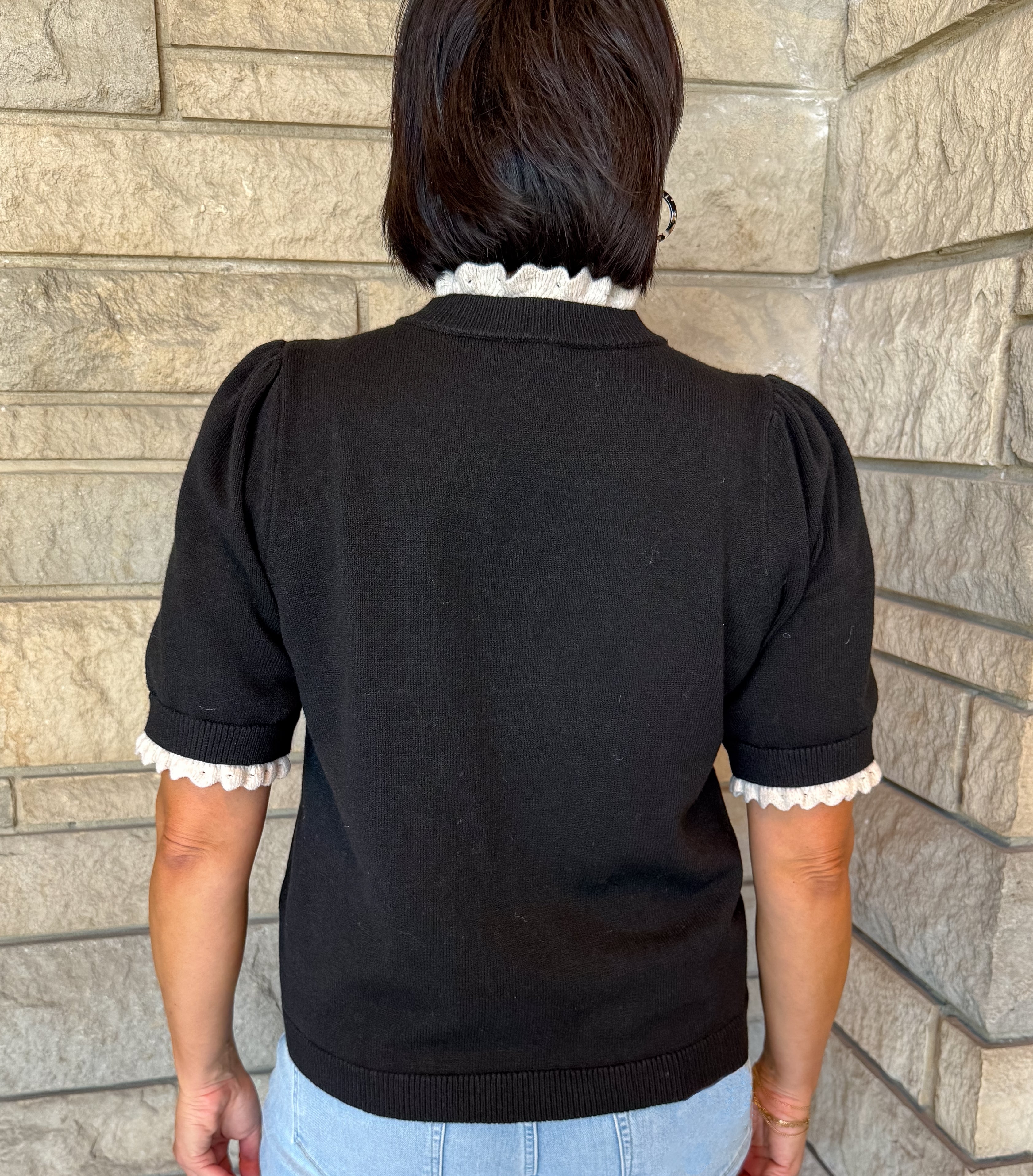Marilyn Contrast Ruffle Sweater