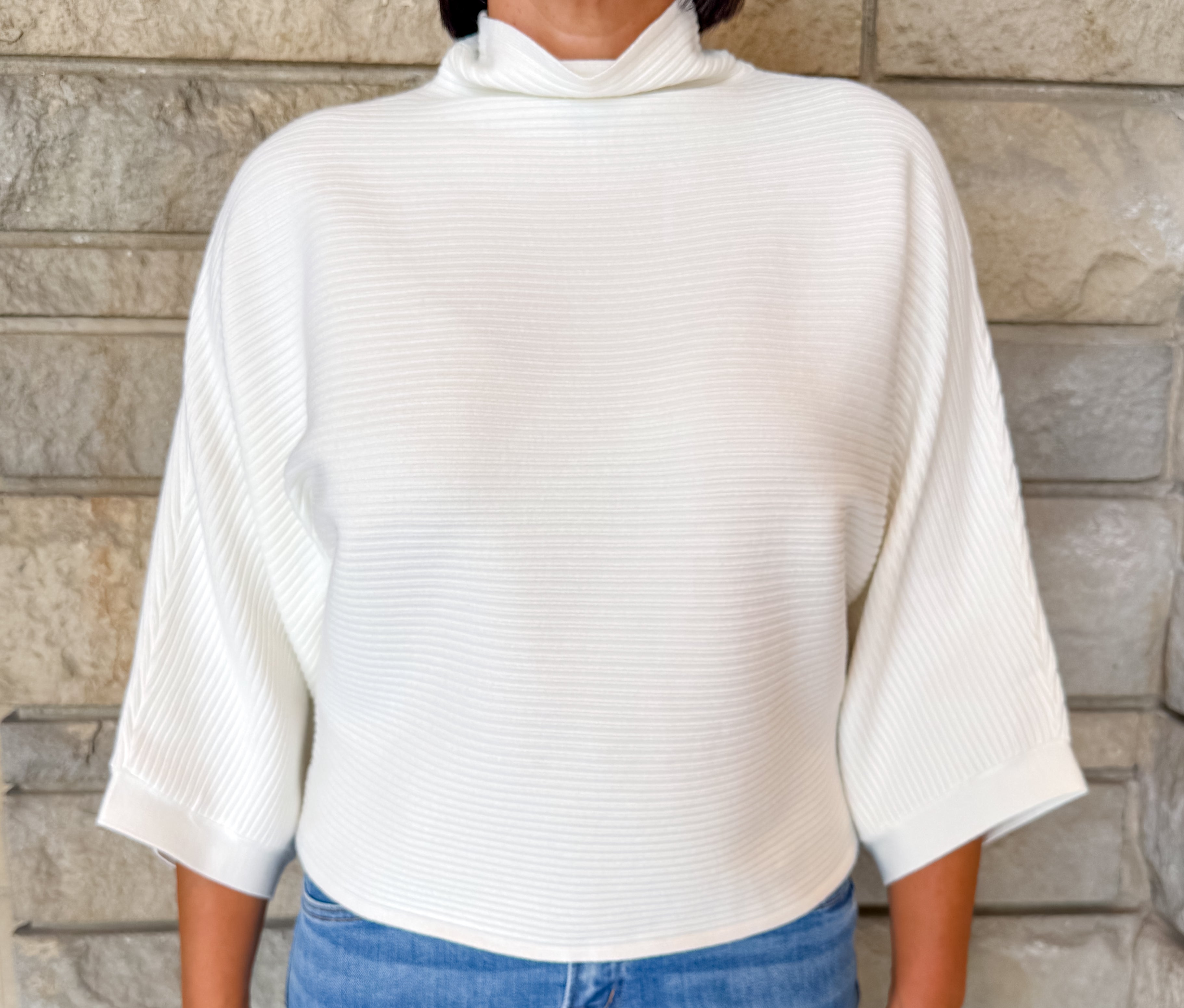 Natalia Textured Stripe Mock Sweater