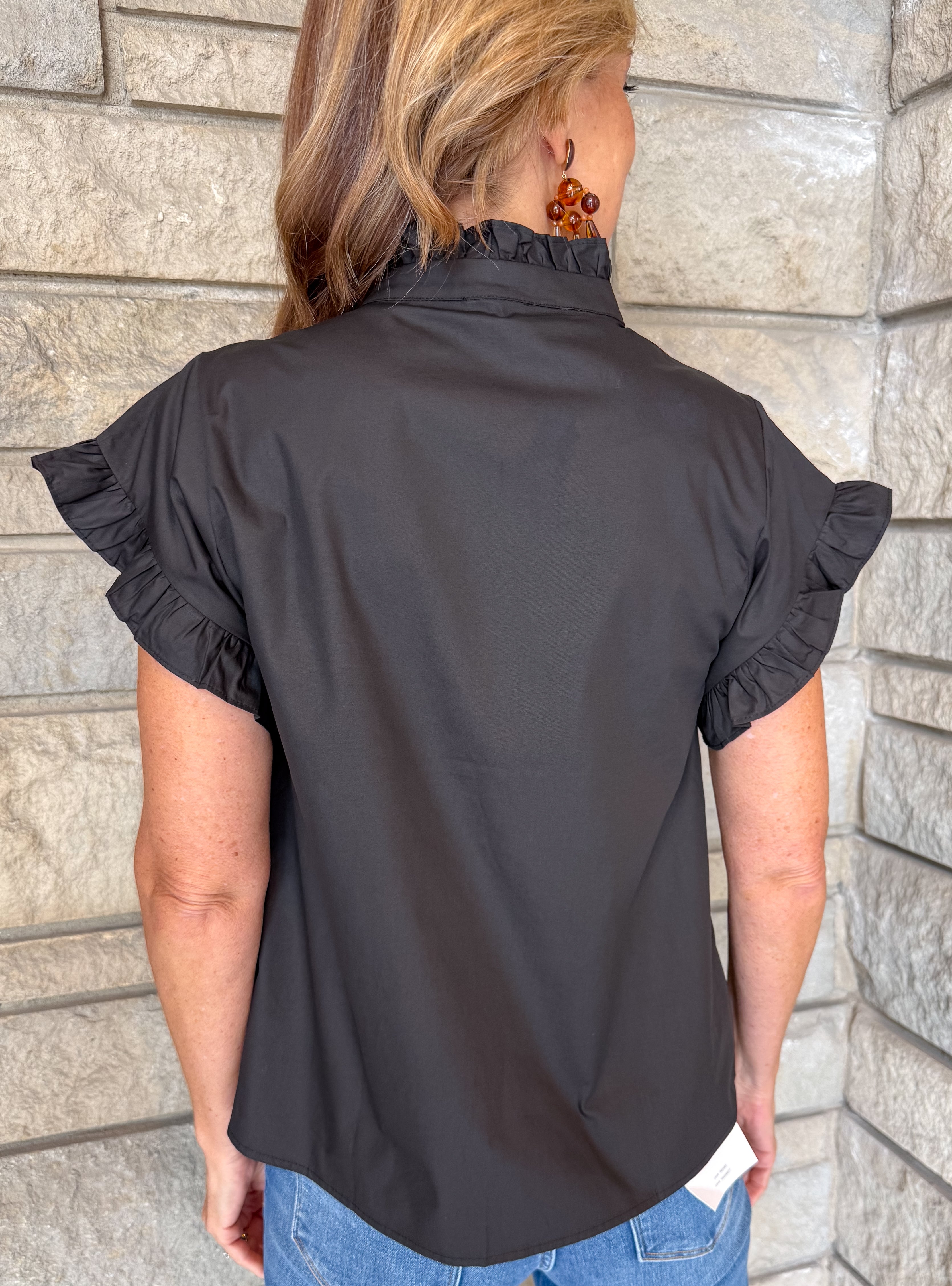 Audrey Ruffle Button Top