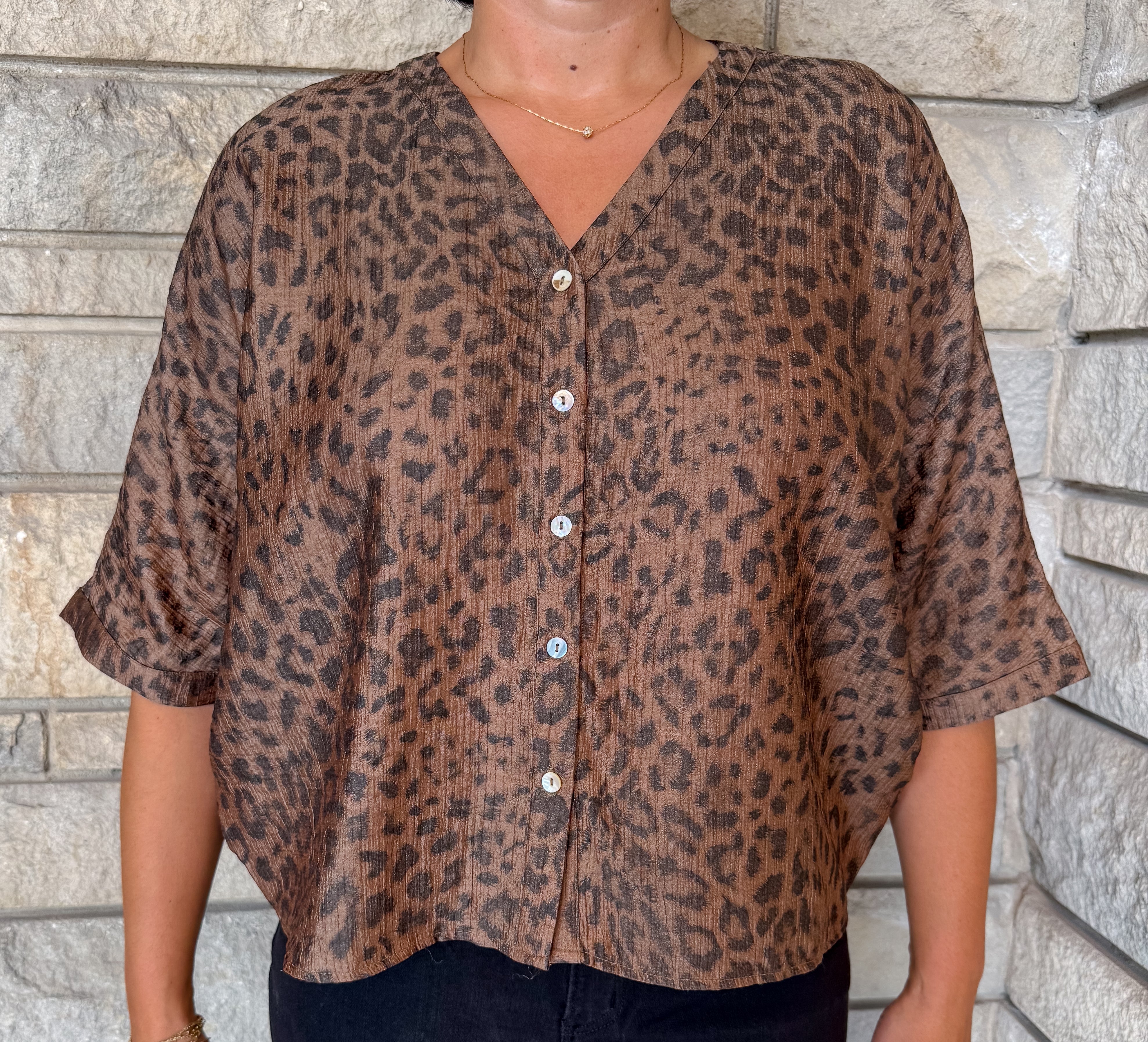 Raelynn Leopard Button Top
