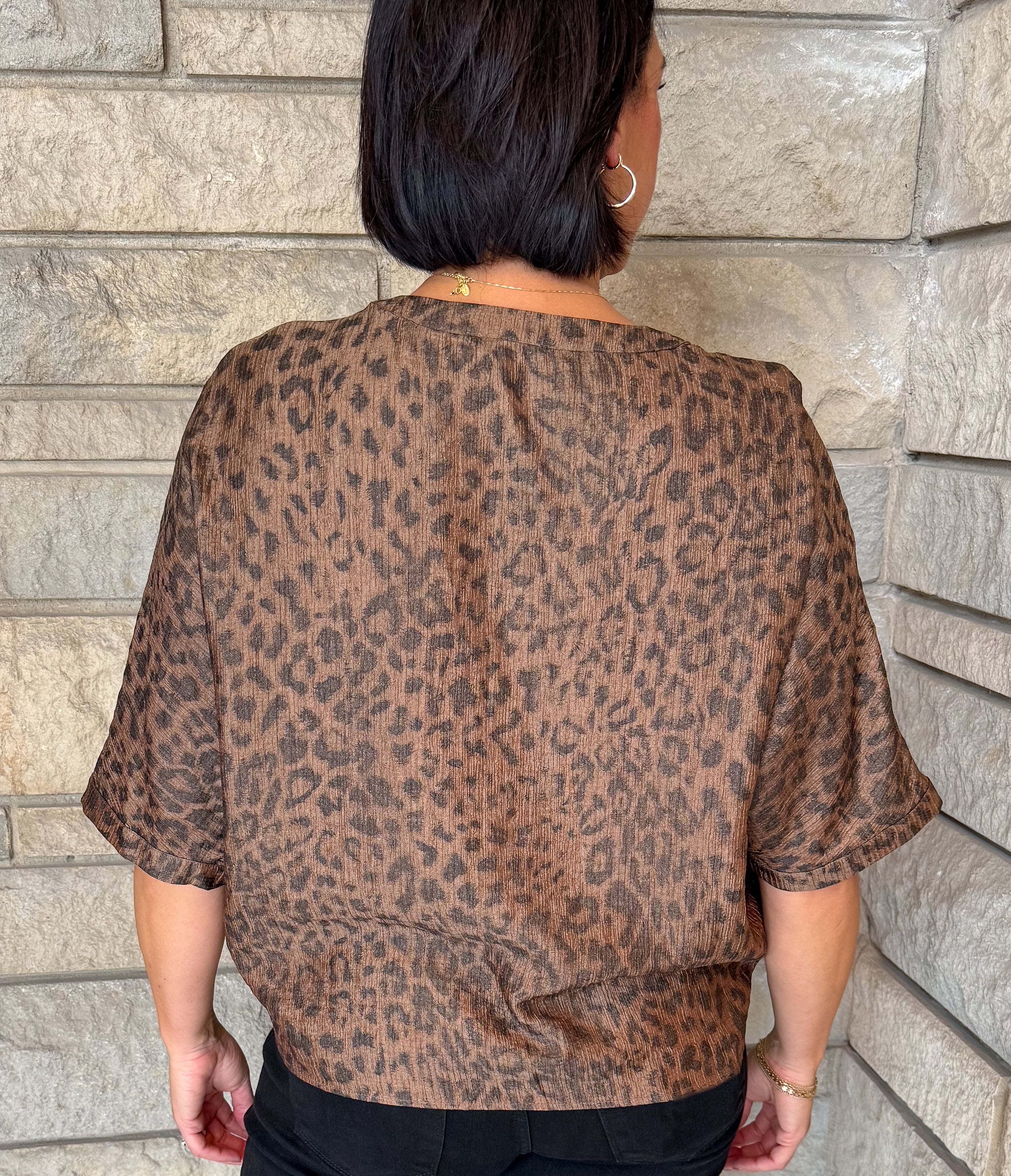 Raelynn Leopard Button Top